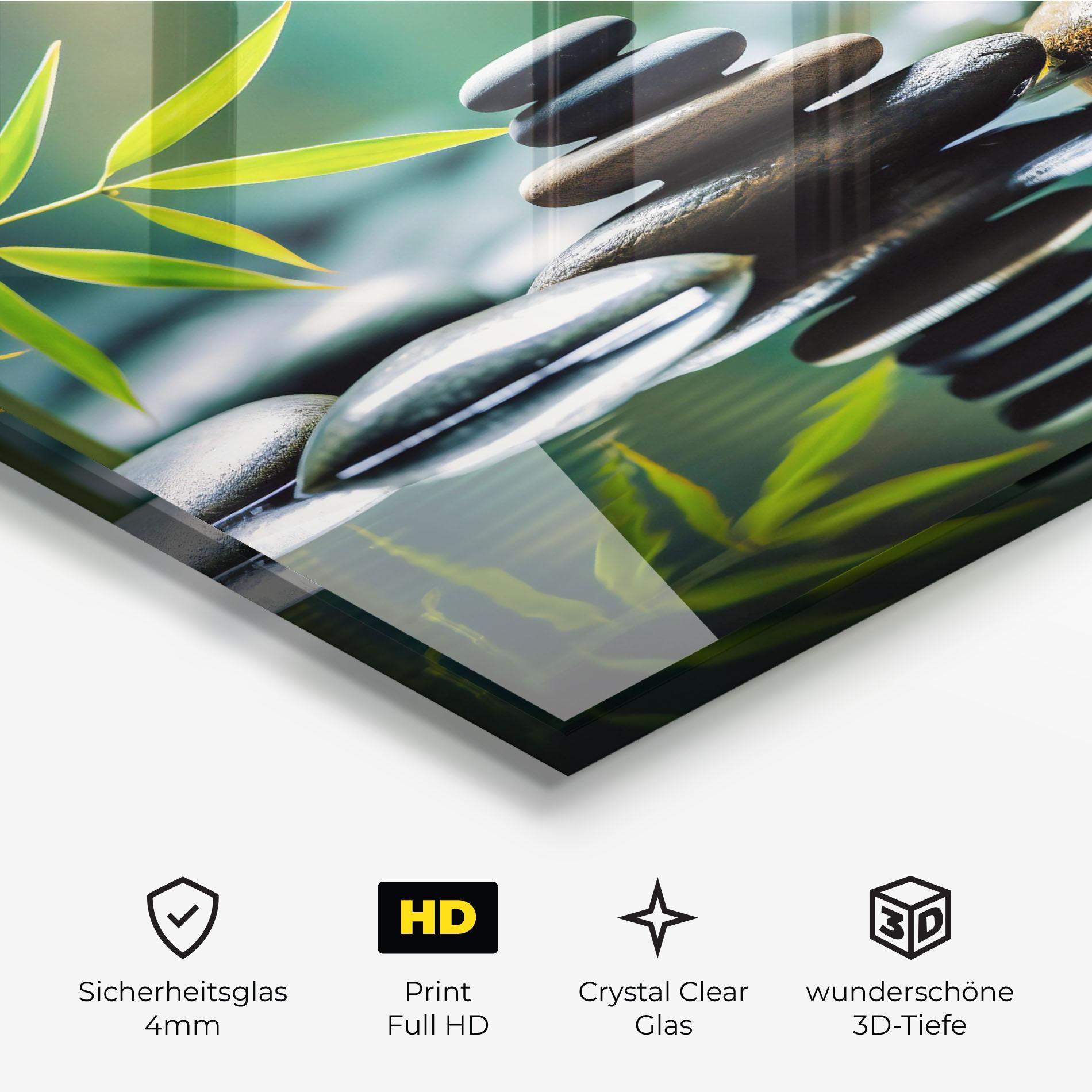 Glasbild Bamboo Stones mockup 3