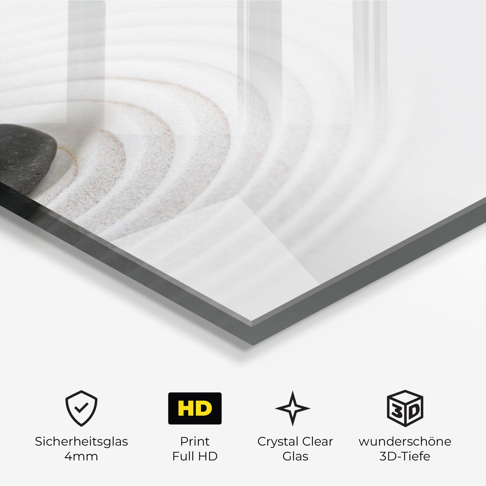 Glasbild Black Stones Sand mockup 3