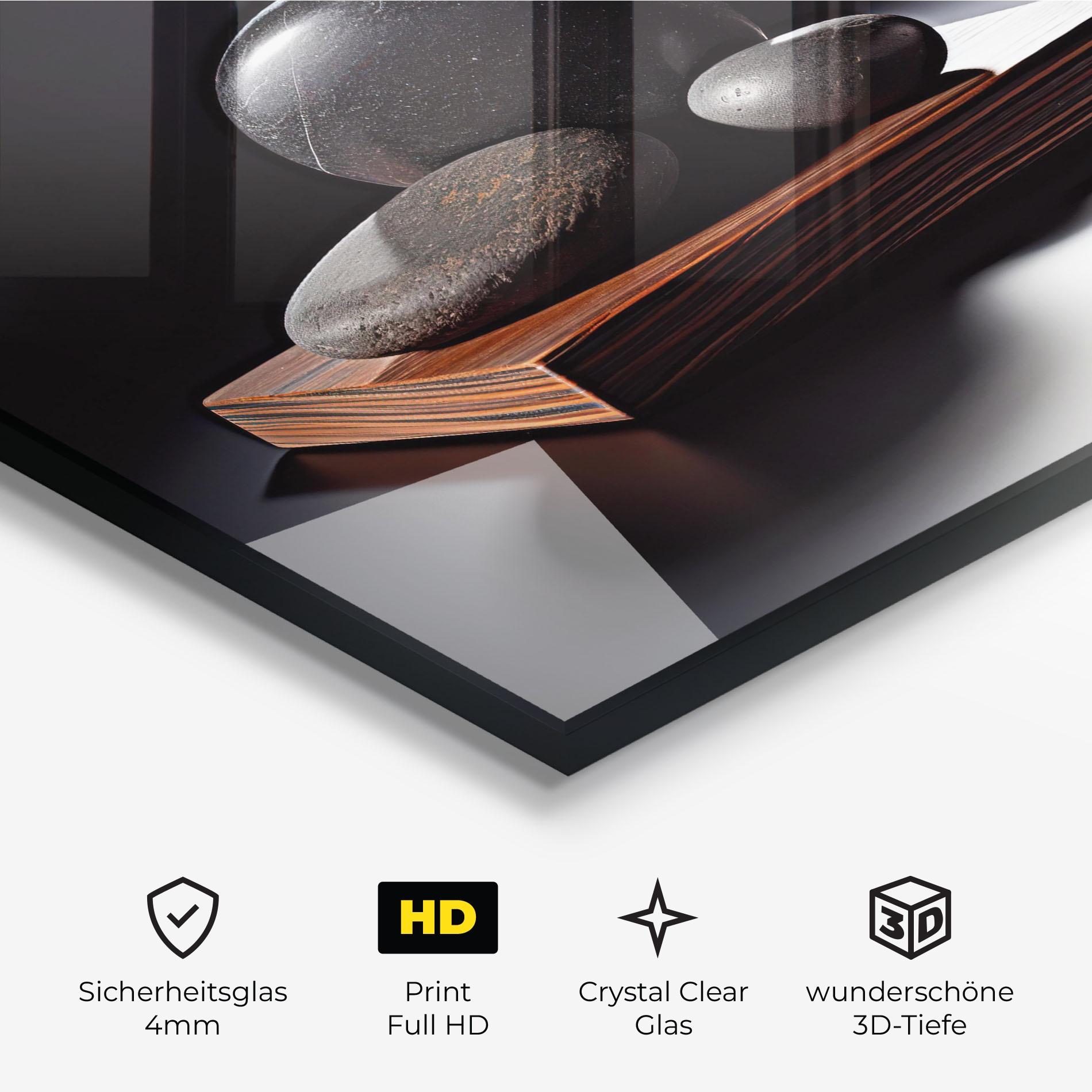 Glasbild Black Zen Stones mockup 3