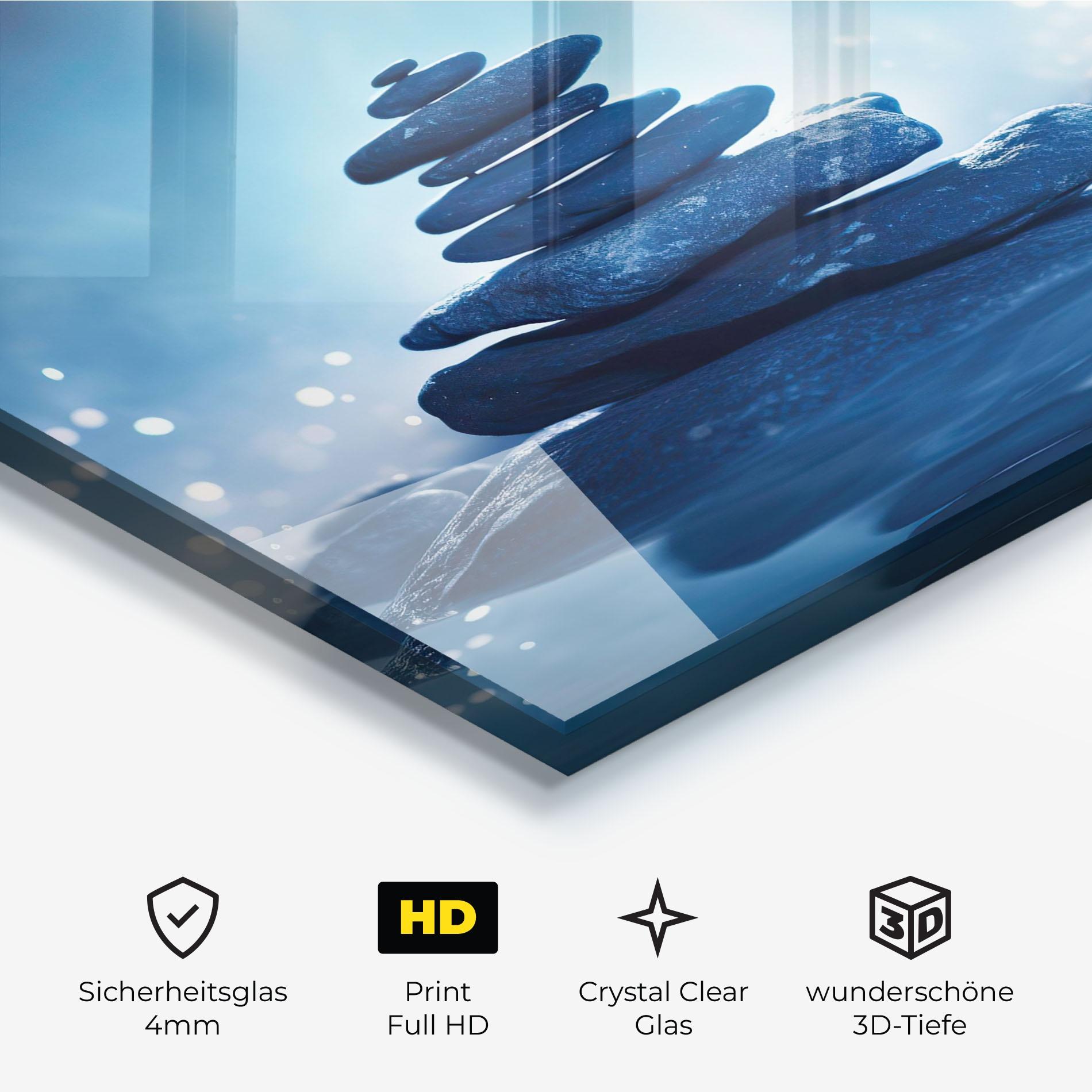 Glasbild Blue Light Stone mockup 3