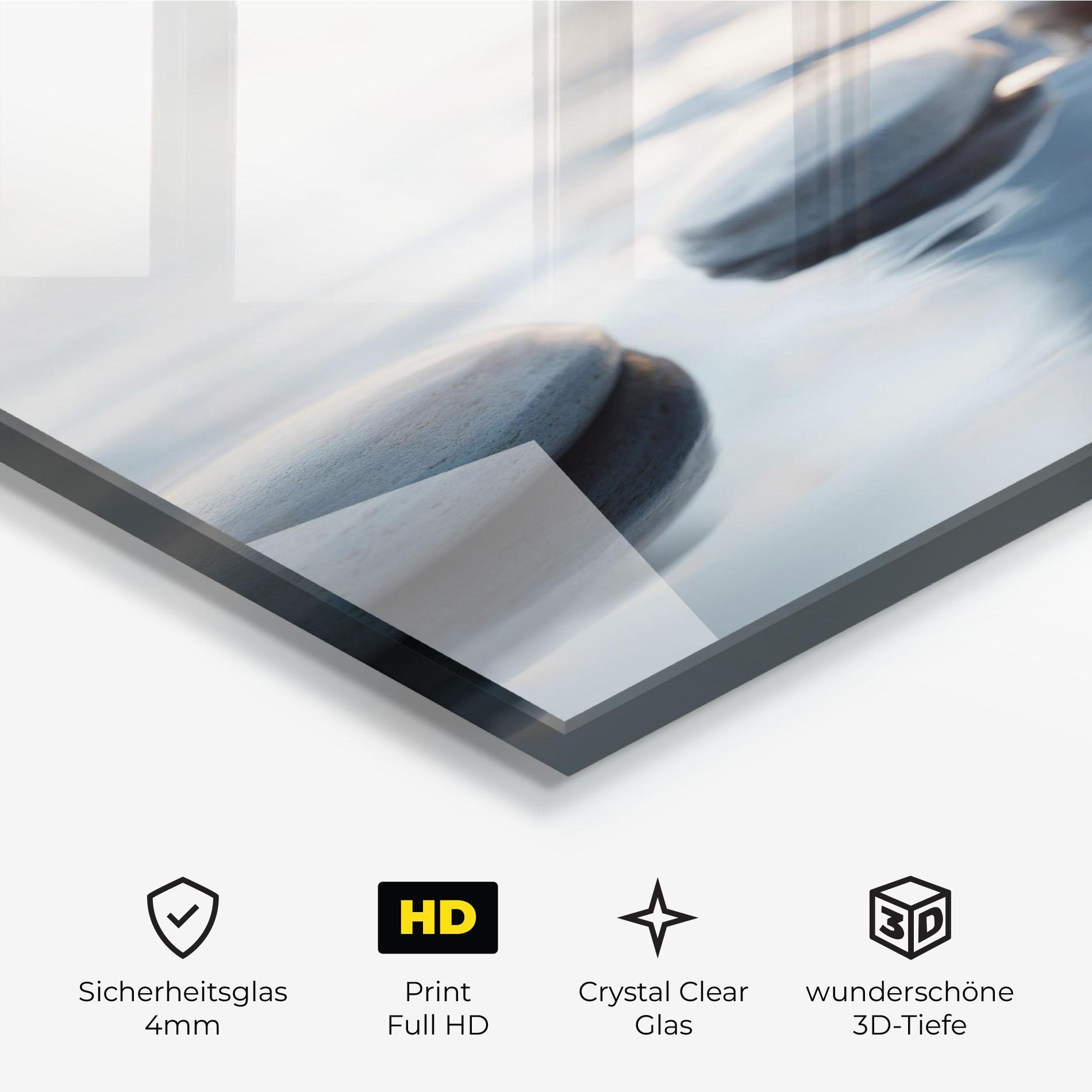 Glasbild Calm Water Stone mockup 3