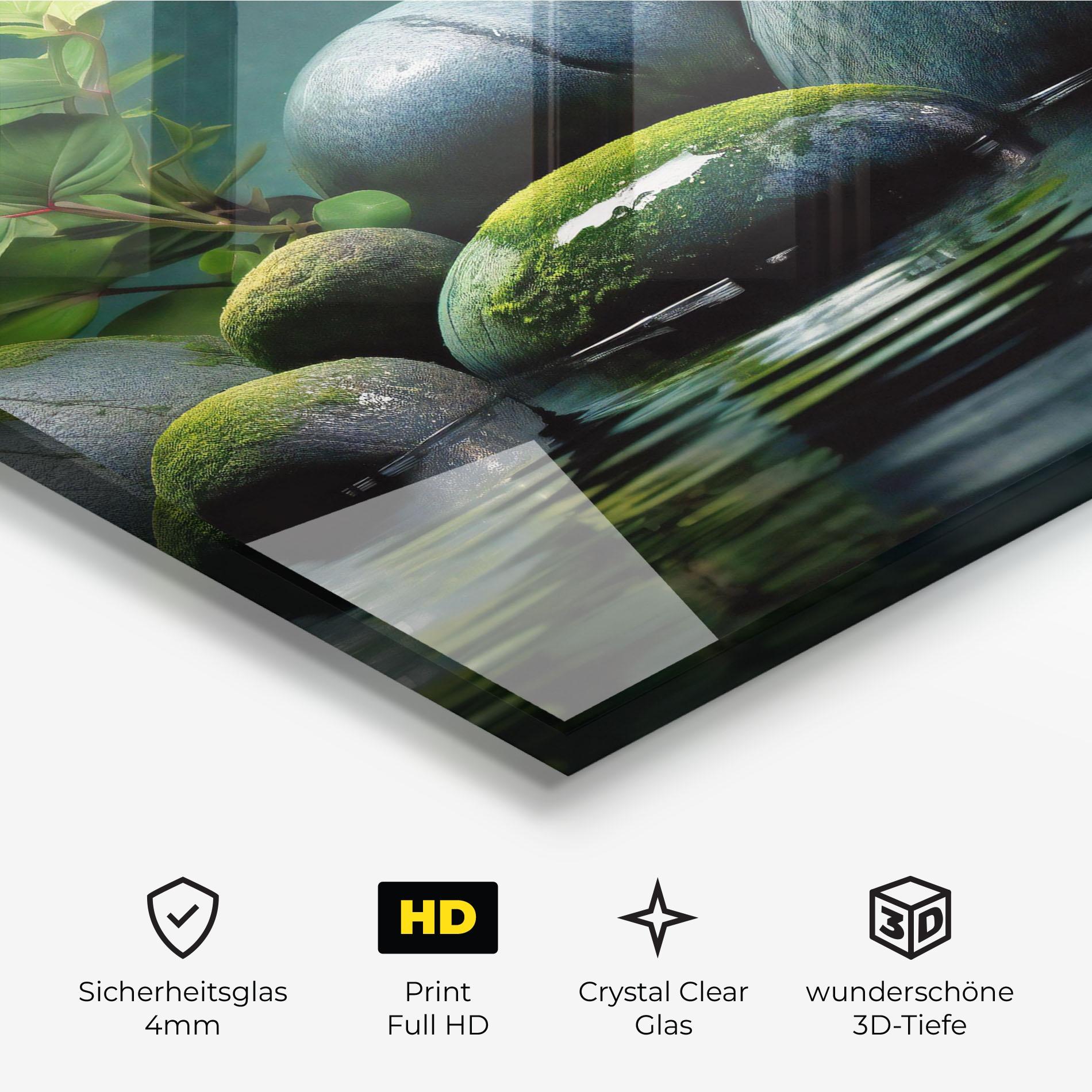 Glasbild Green Stone Nature mockup 3