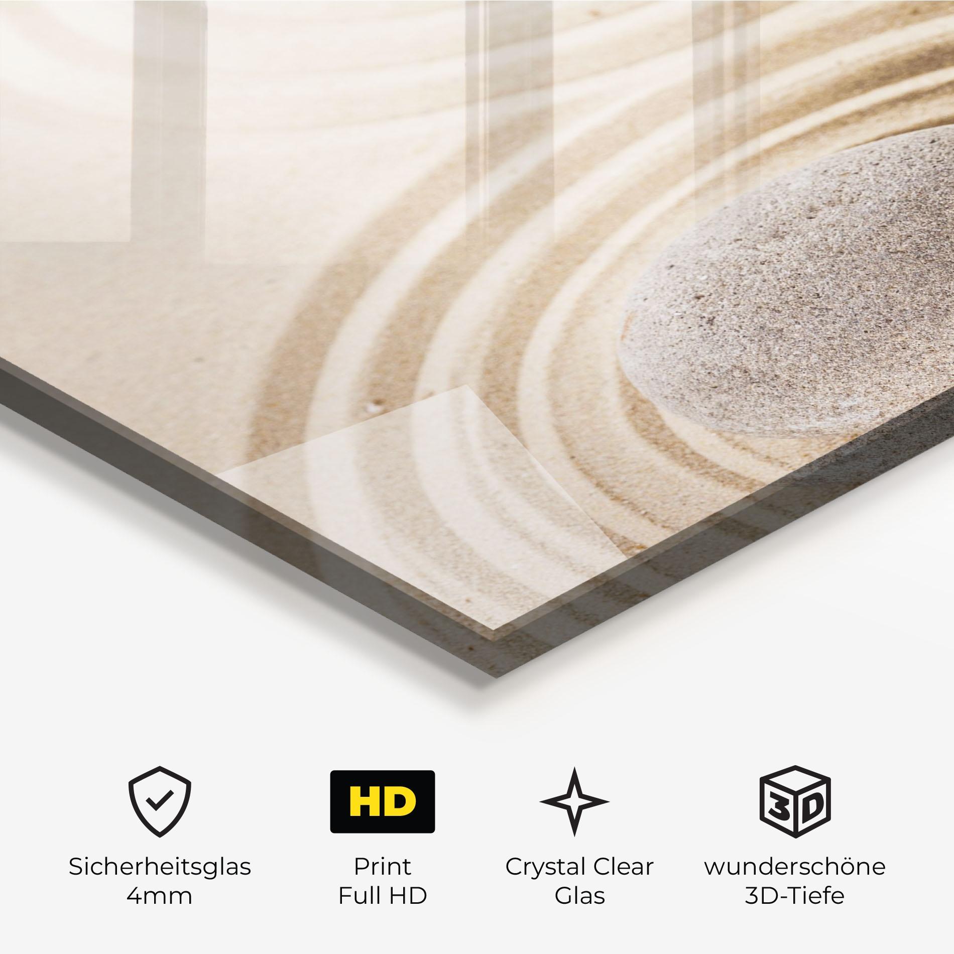 Glasbild Meditation Cream Stone mockup 3