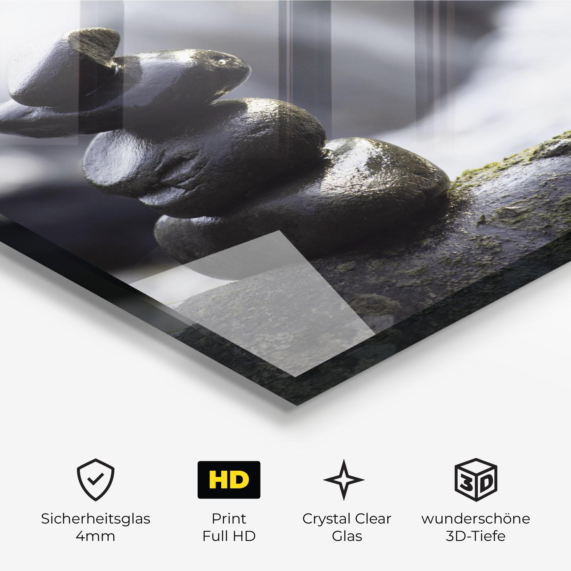 Glasbild Stones Water Flow mockup 3