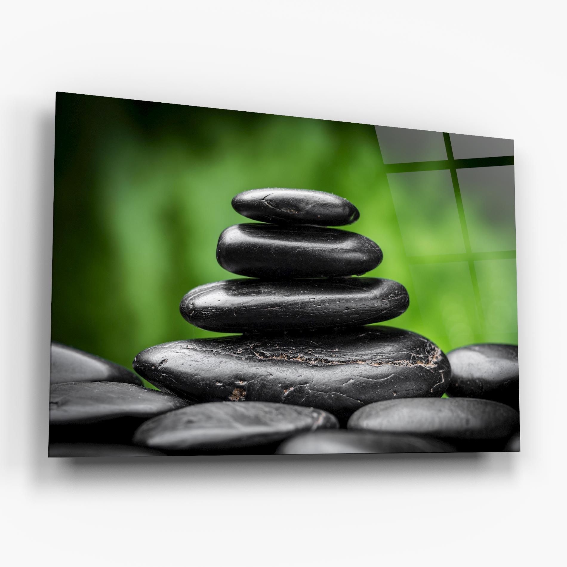 Glasbild Black Stone Meditation mockup 6