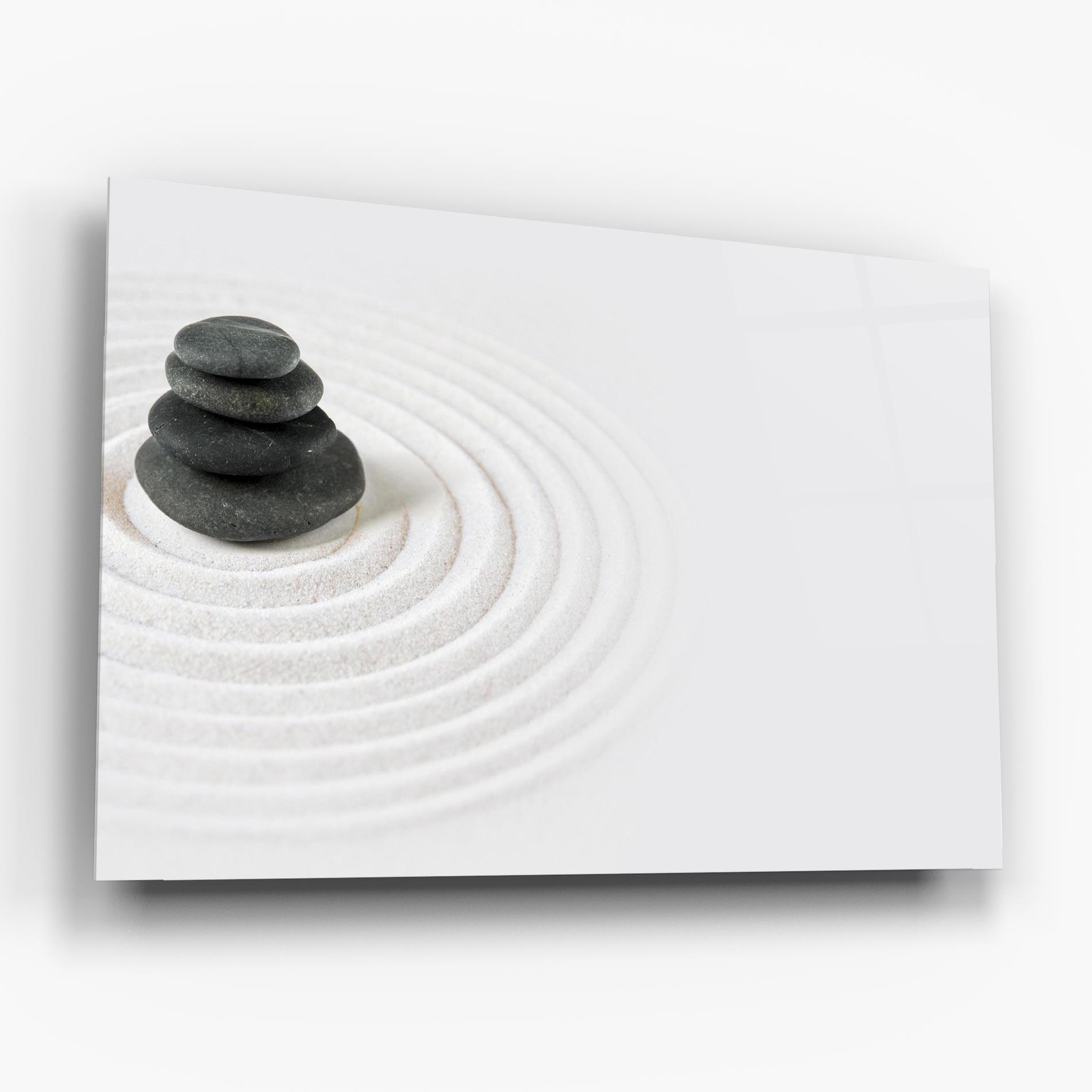 Glasbild Black Stones Sand mockup 6