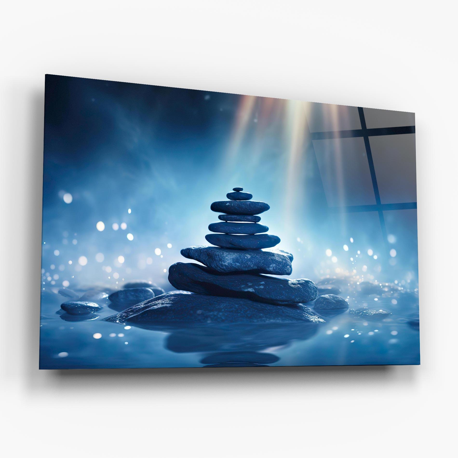Glasbild Blue Light Stone mockup 6