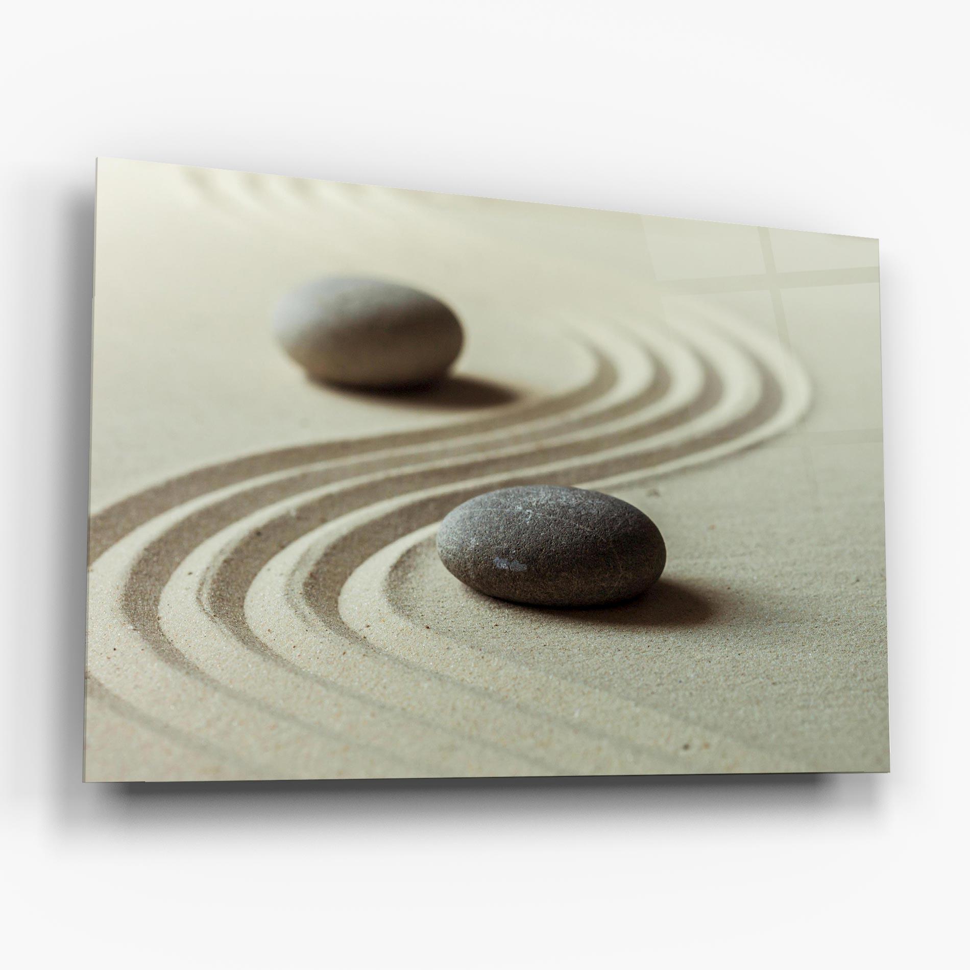 Glasbild Cream Sand Stones mockup 6