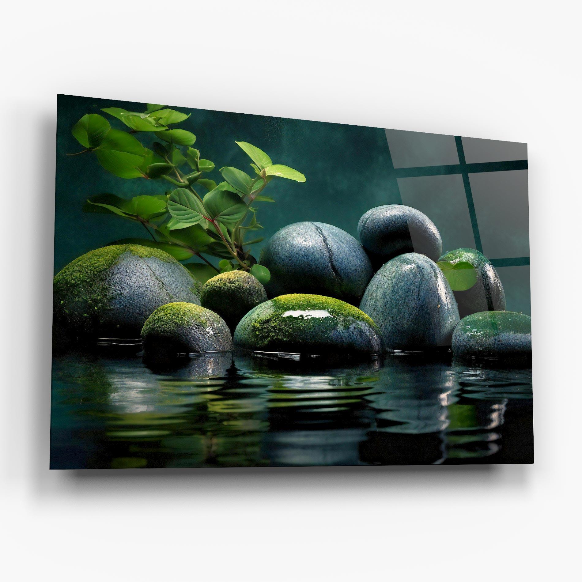 Glasbild Green Stone Nature mockup 6