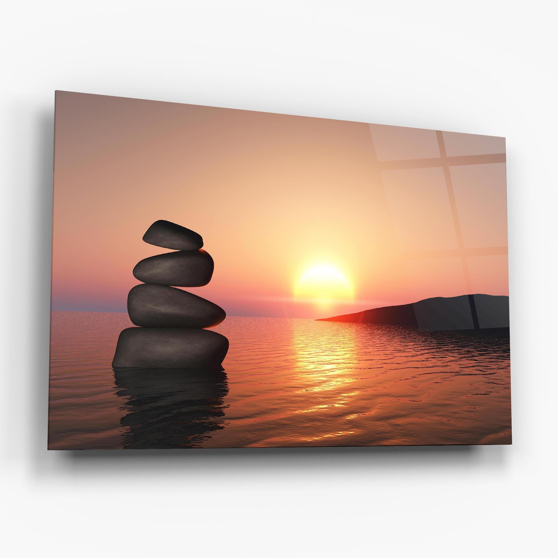 Glasbild Peace And Sunset mockup 6
