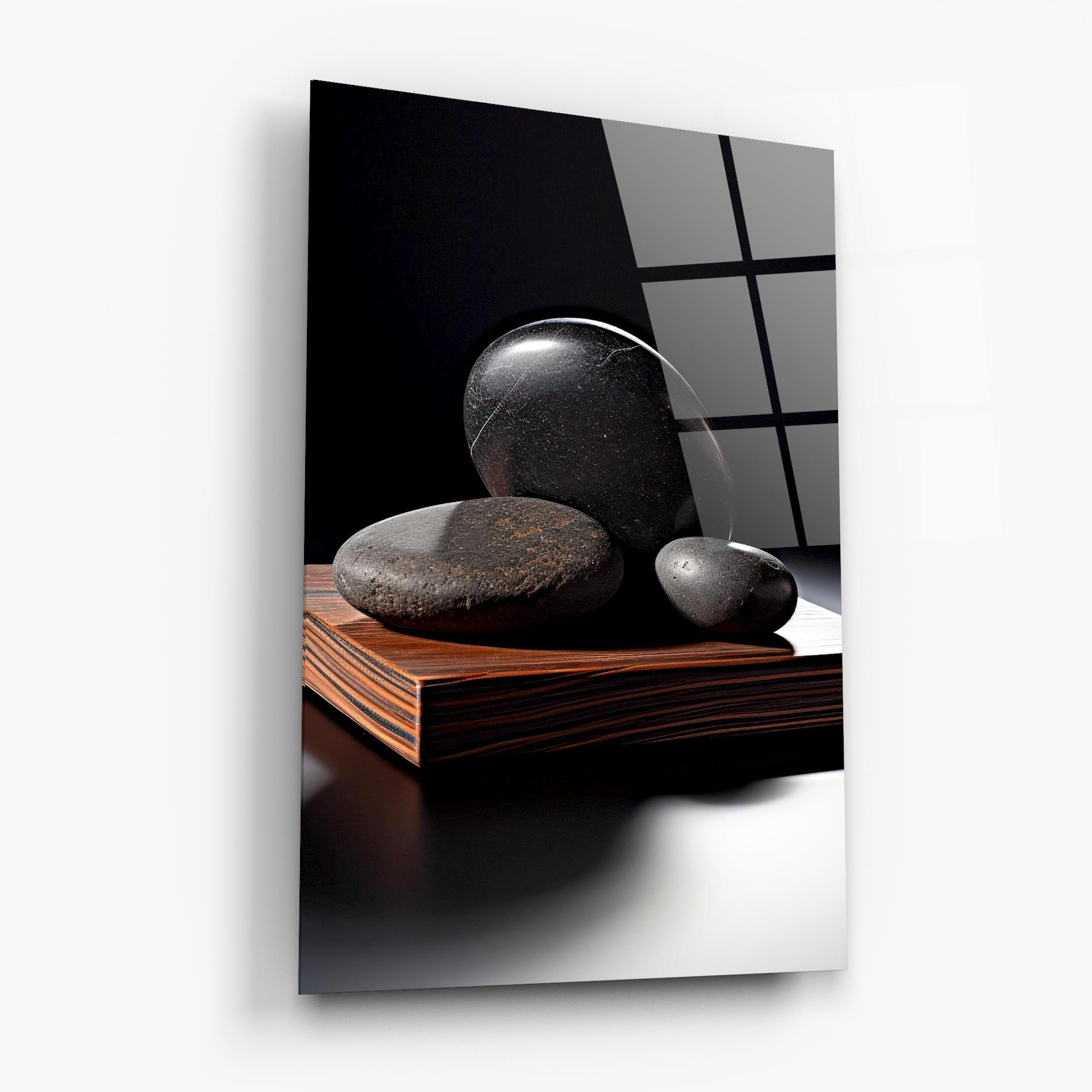 Glasbild Black Zen Stones mockup 6