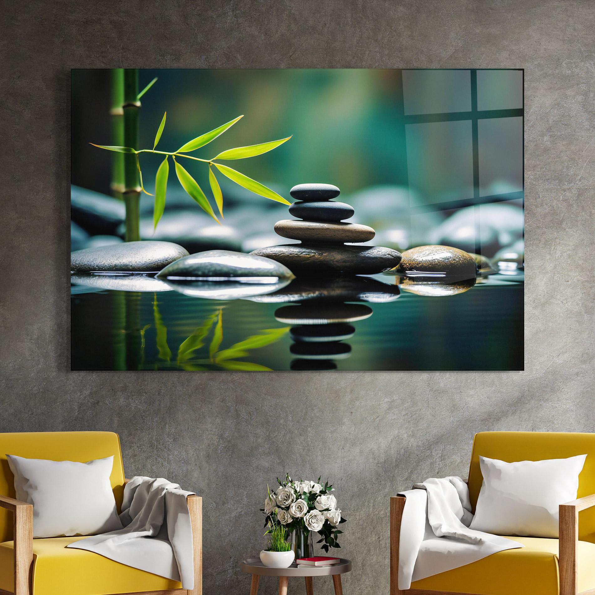 Glasbild Bamboo Stones mockup 4