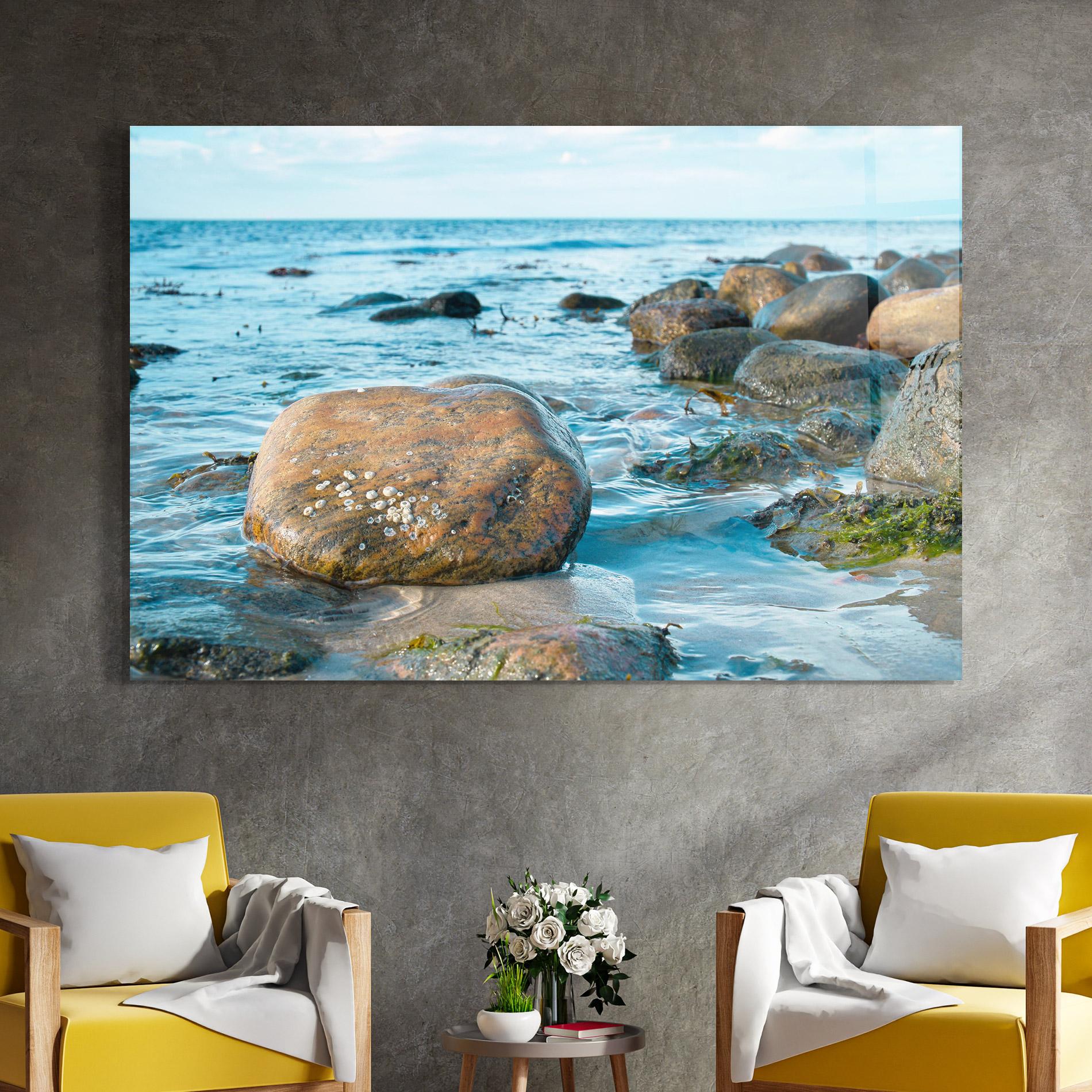 Glasbild Beach Stones mockup 4