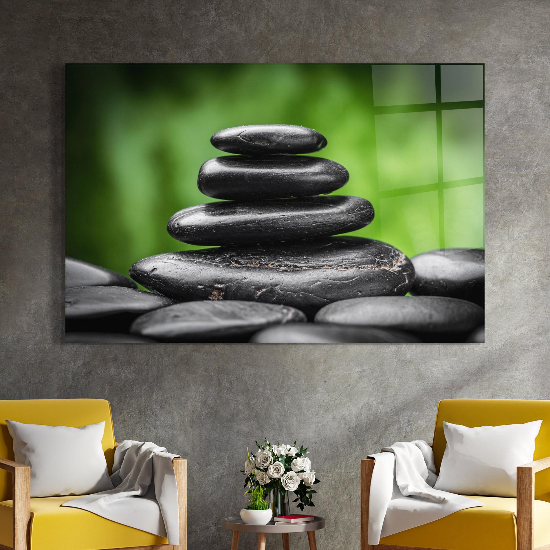 Glasbild Black Stone Meditation mockup 4