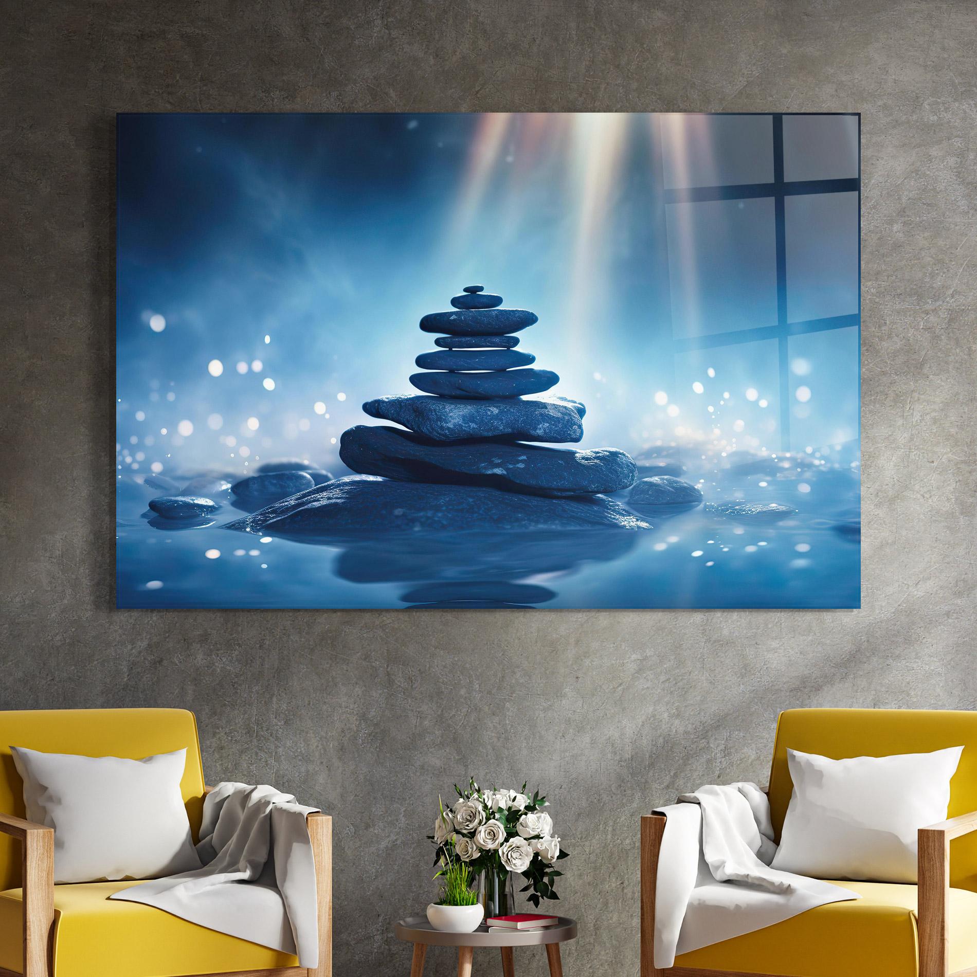 Glasbild Blue Light Stone mockup 4