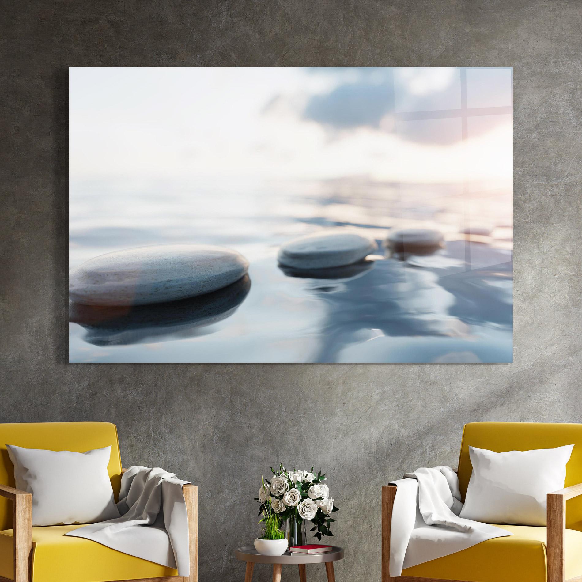 Glasbild Calm Water Stone mockup 4