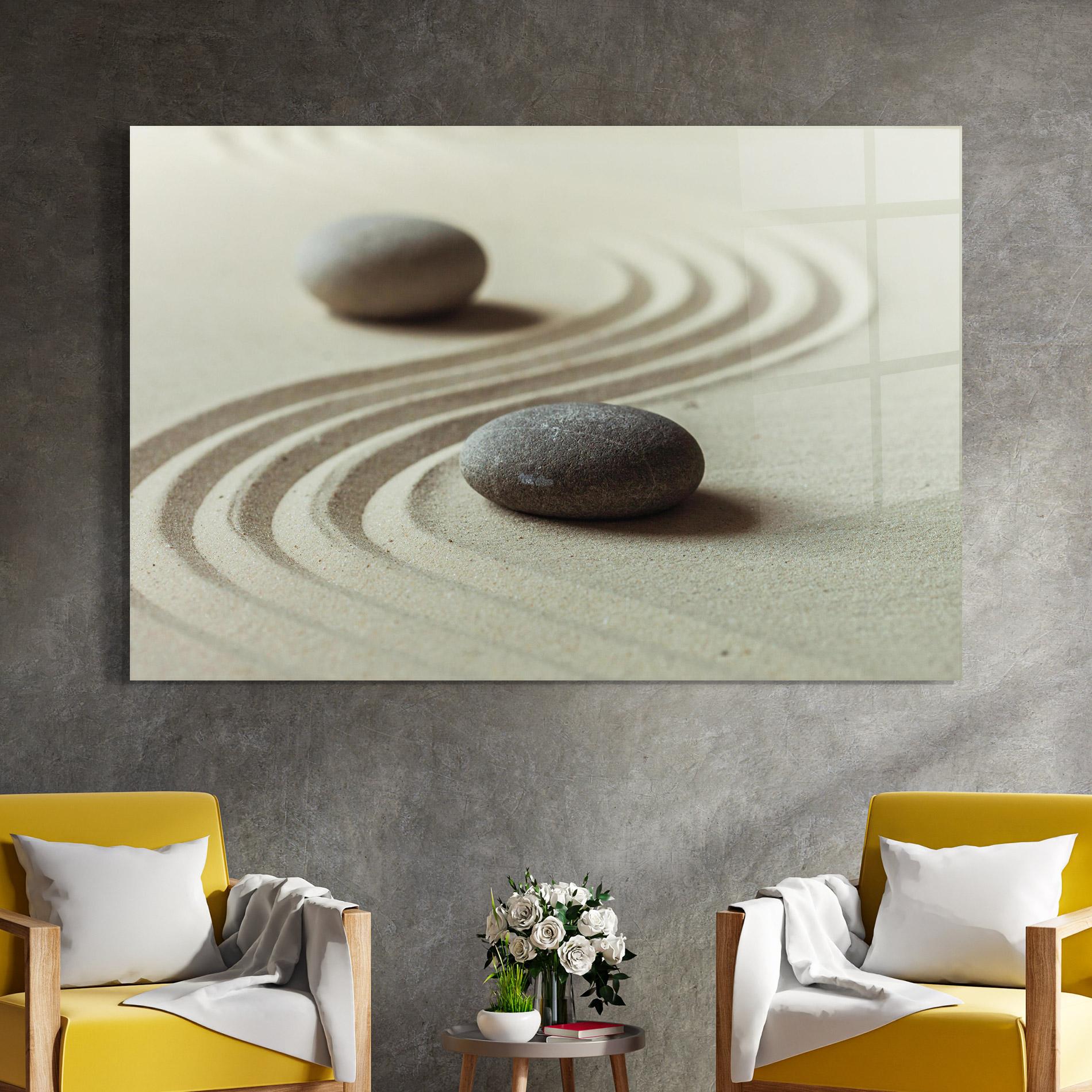 Glasbild Cream Sand Stones mockup 4