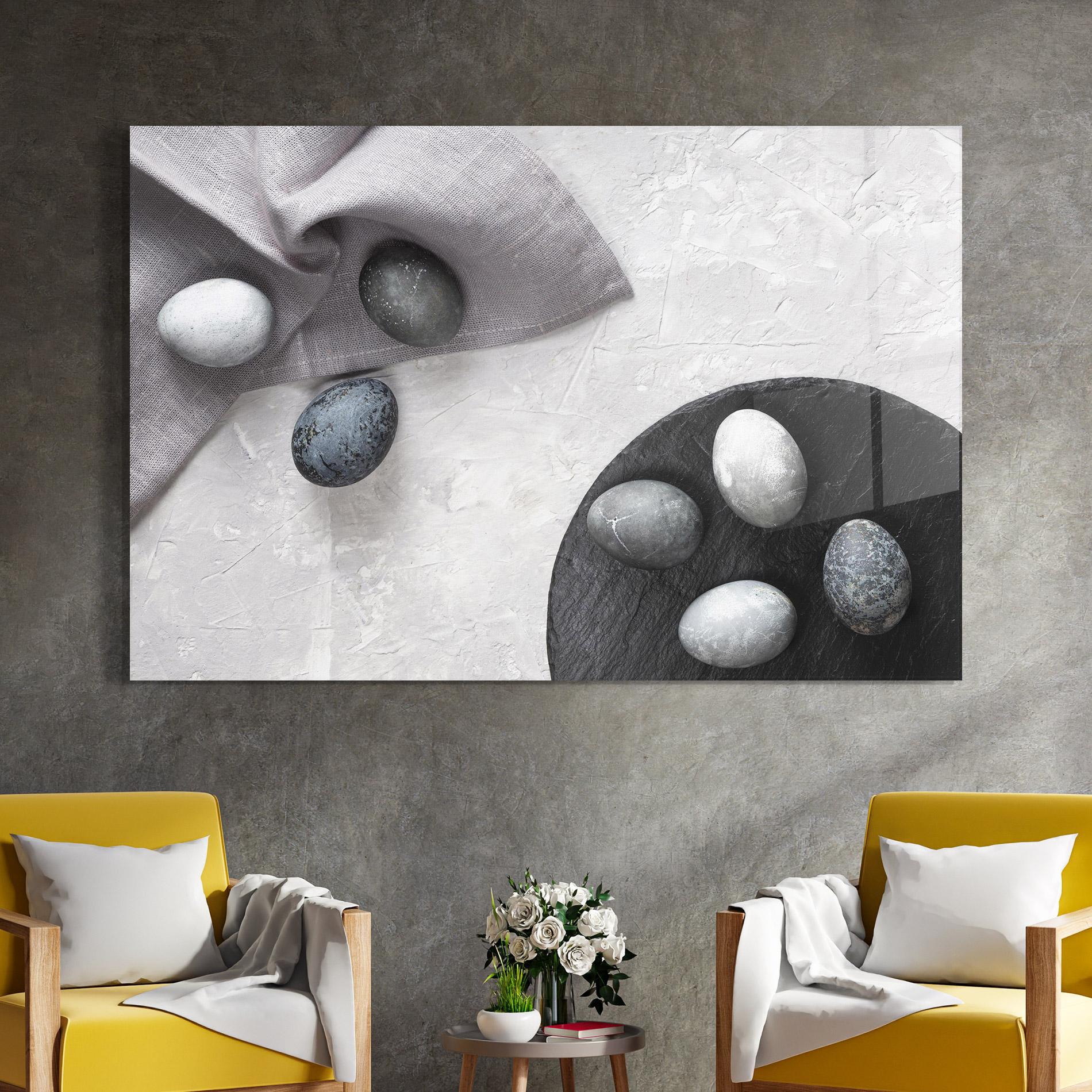 Glasbild Eggs Stone mockup 4
