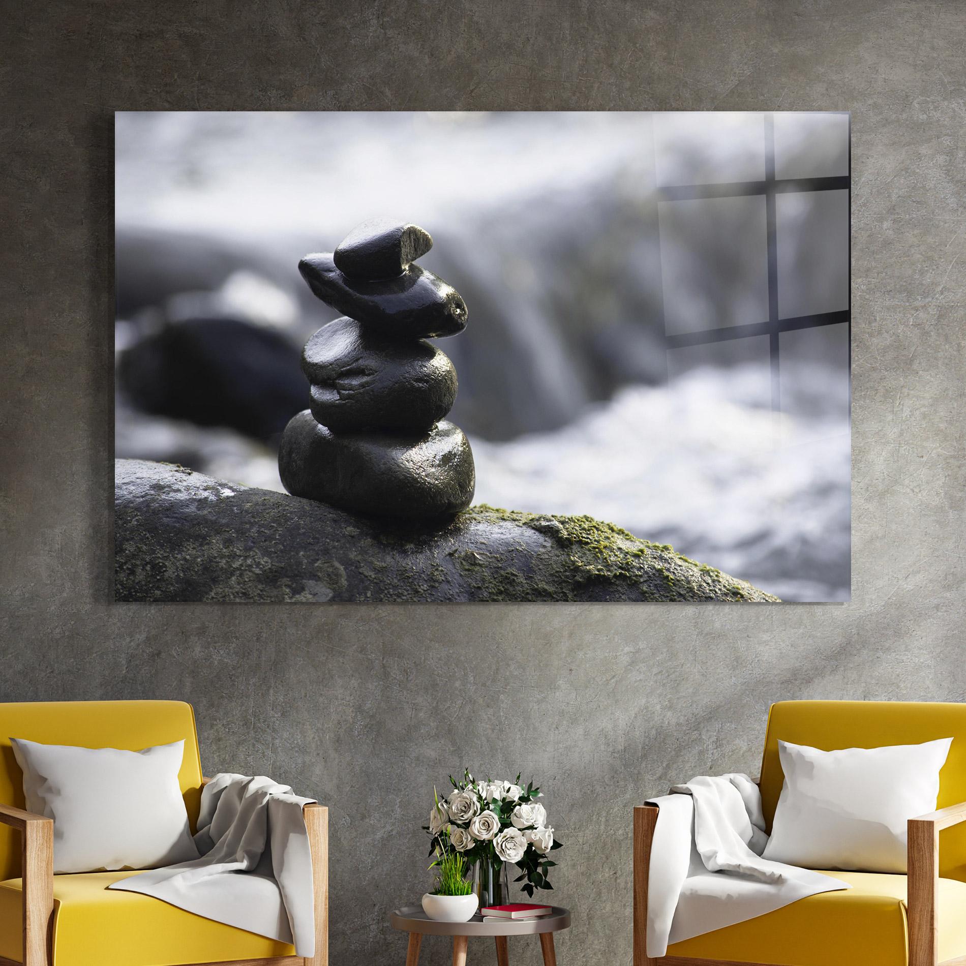 Glasbild Stones Water Flow mockup 4