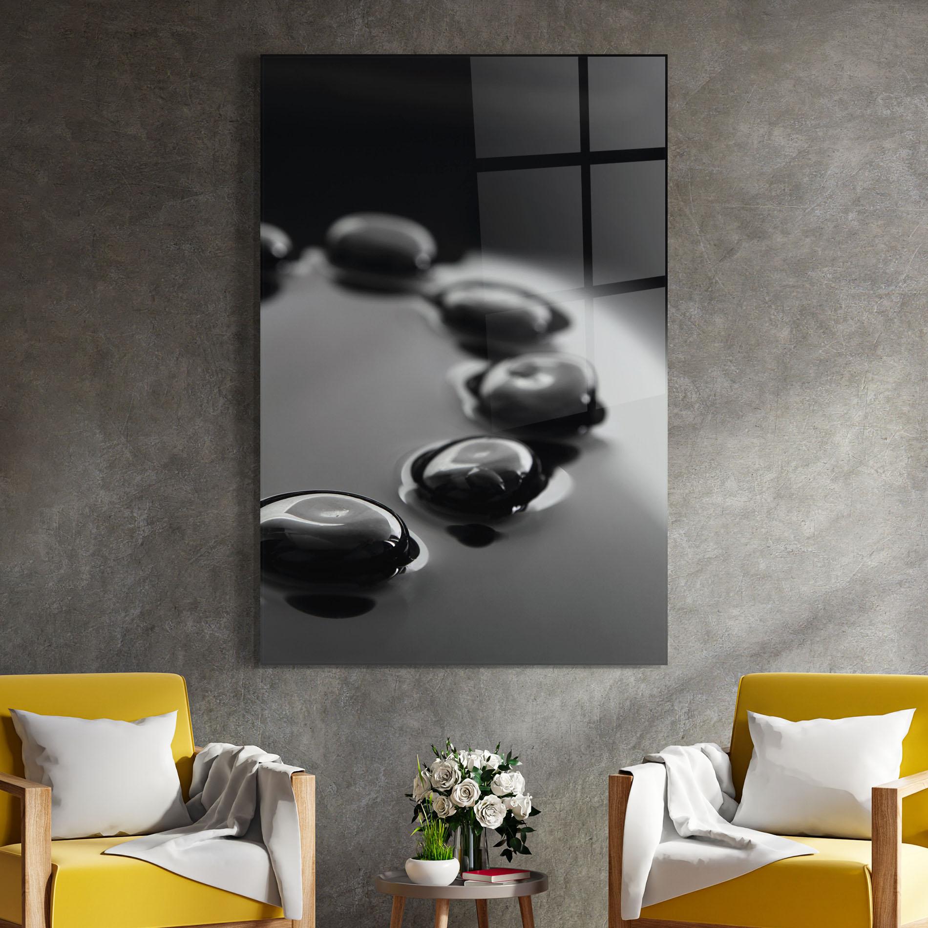 Glasbild Black Small Stones mockup 4