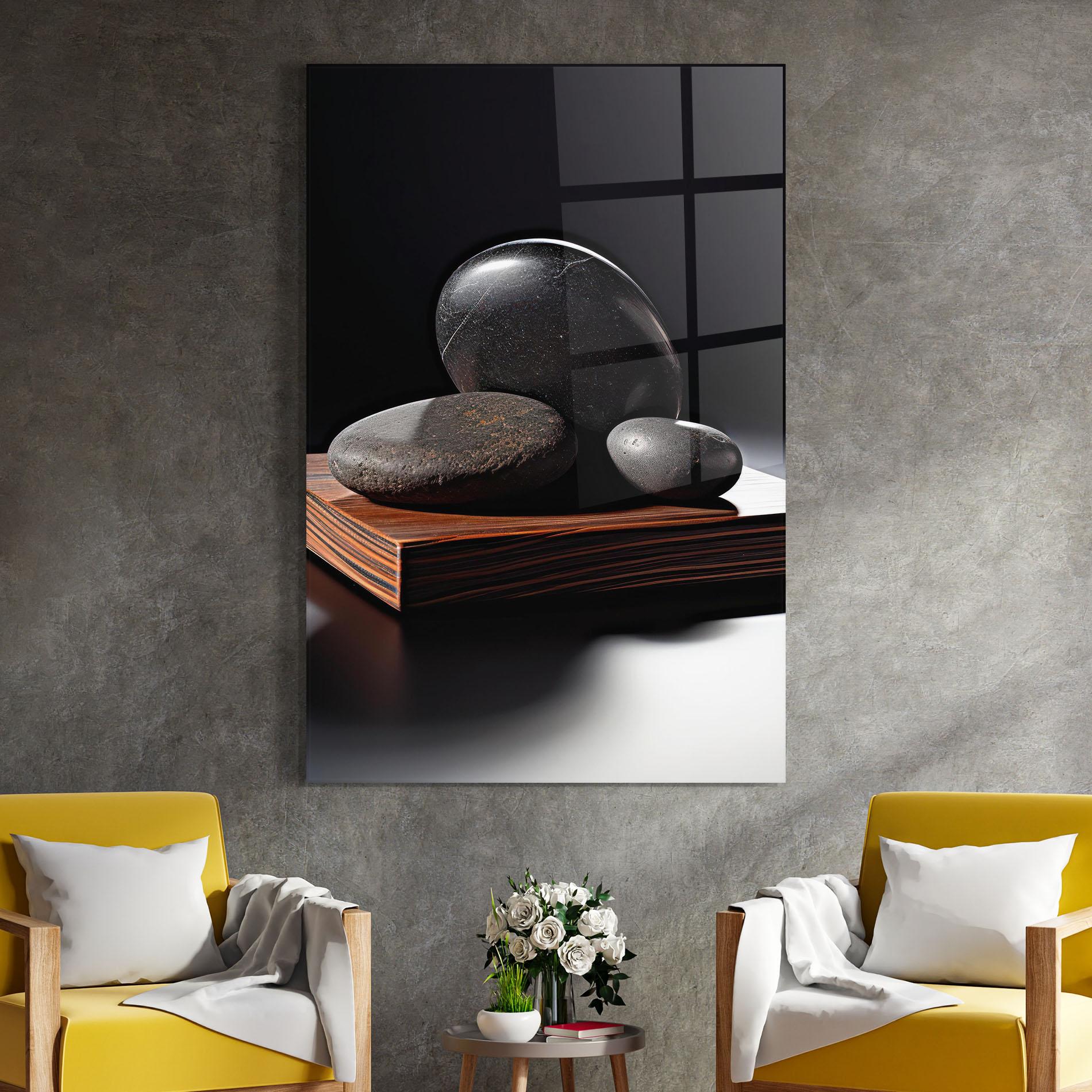 Glasbild Black Zen Stones mockup 4