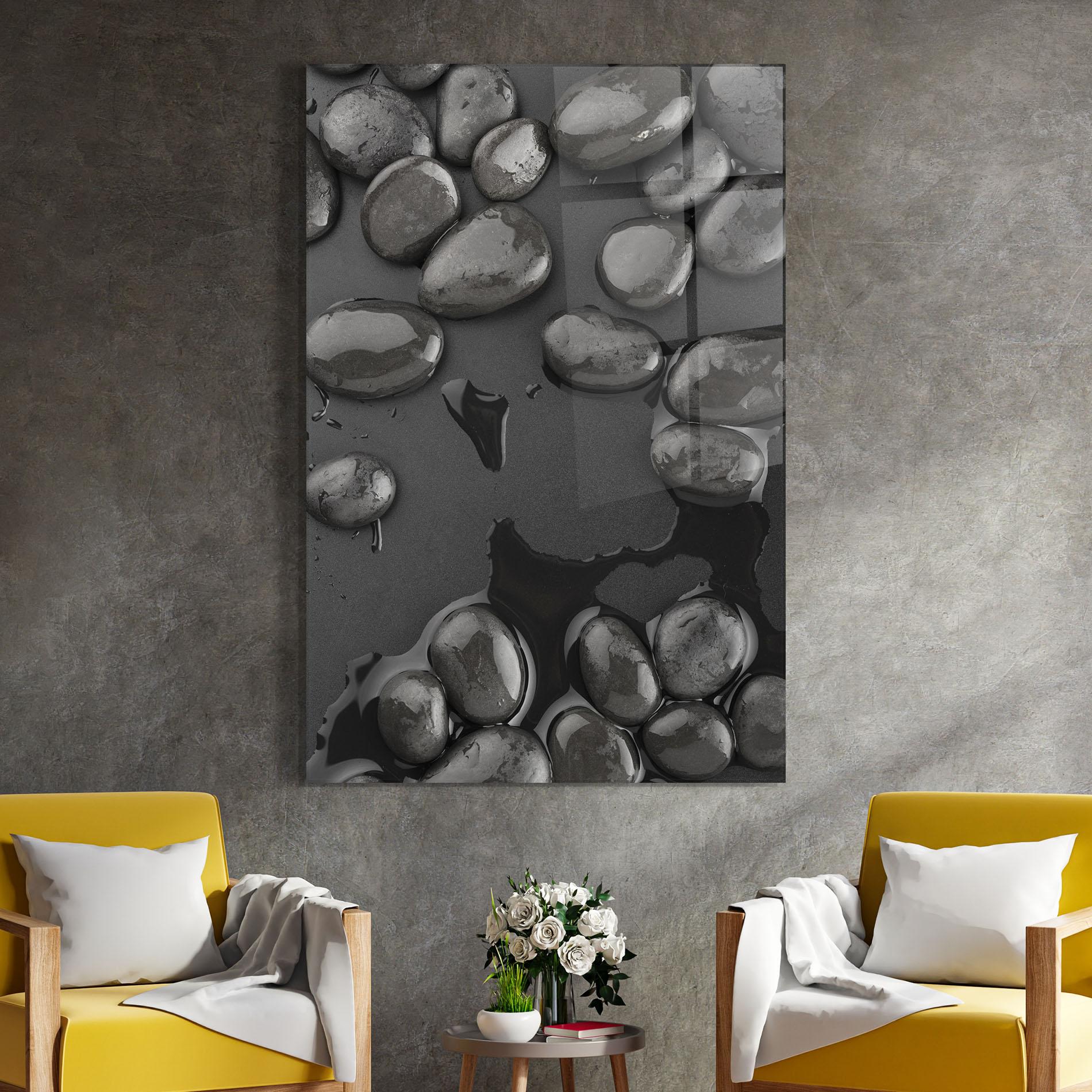 Glasbild Grey Shiny Stones mockup 4