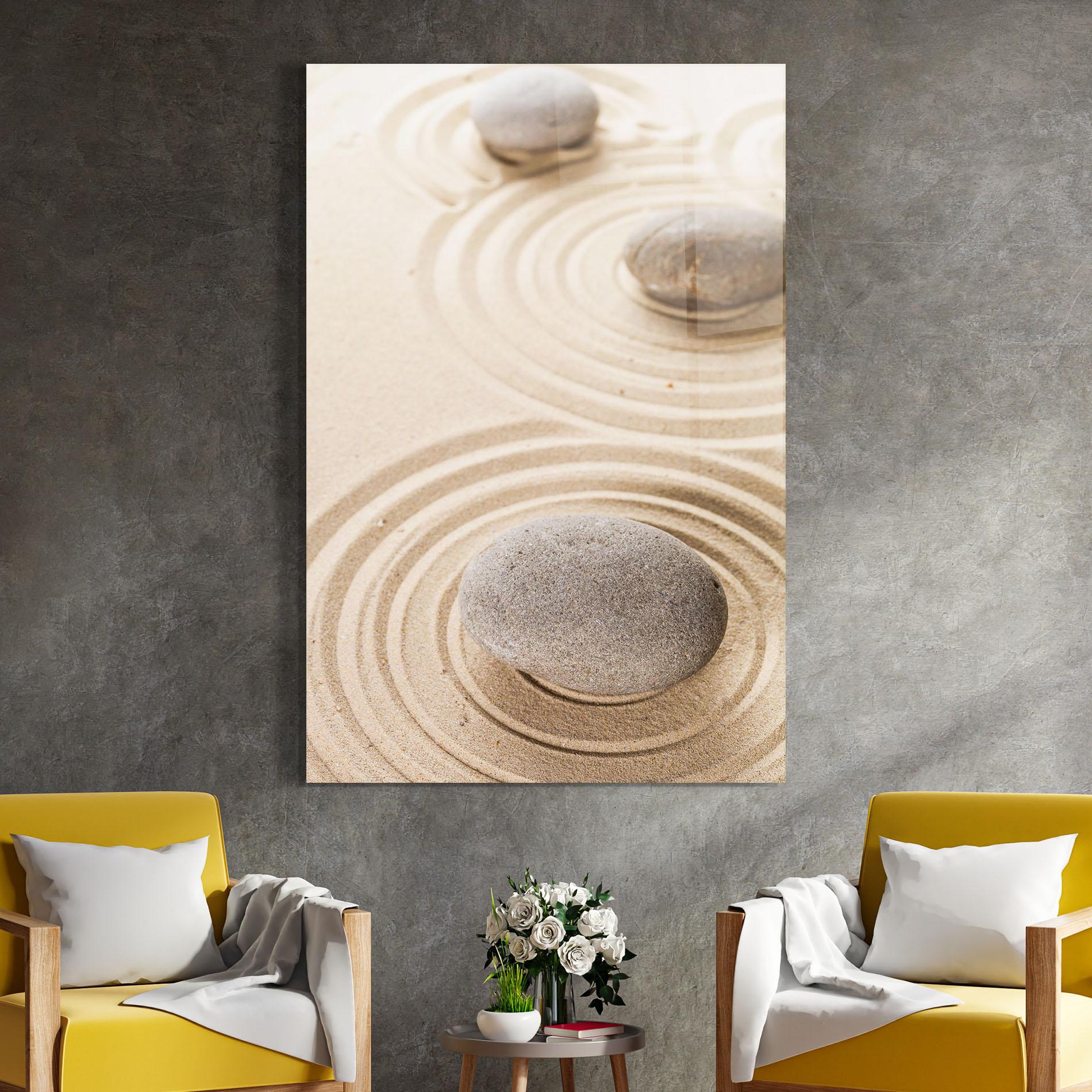 Glasbild Meditation Cream Stone mockup 4