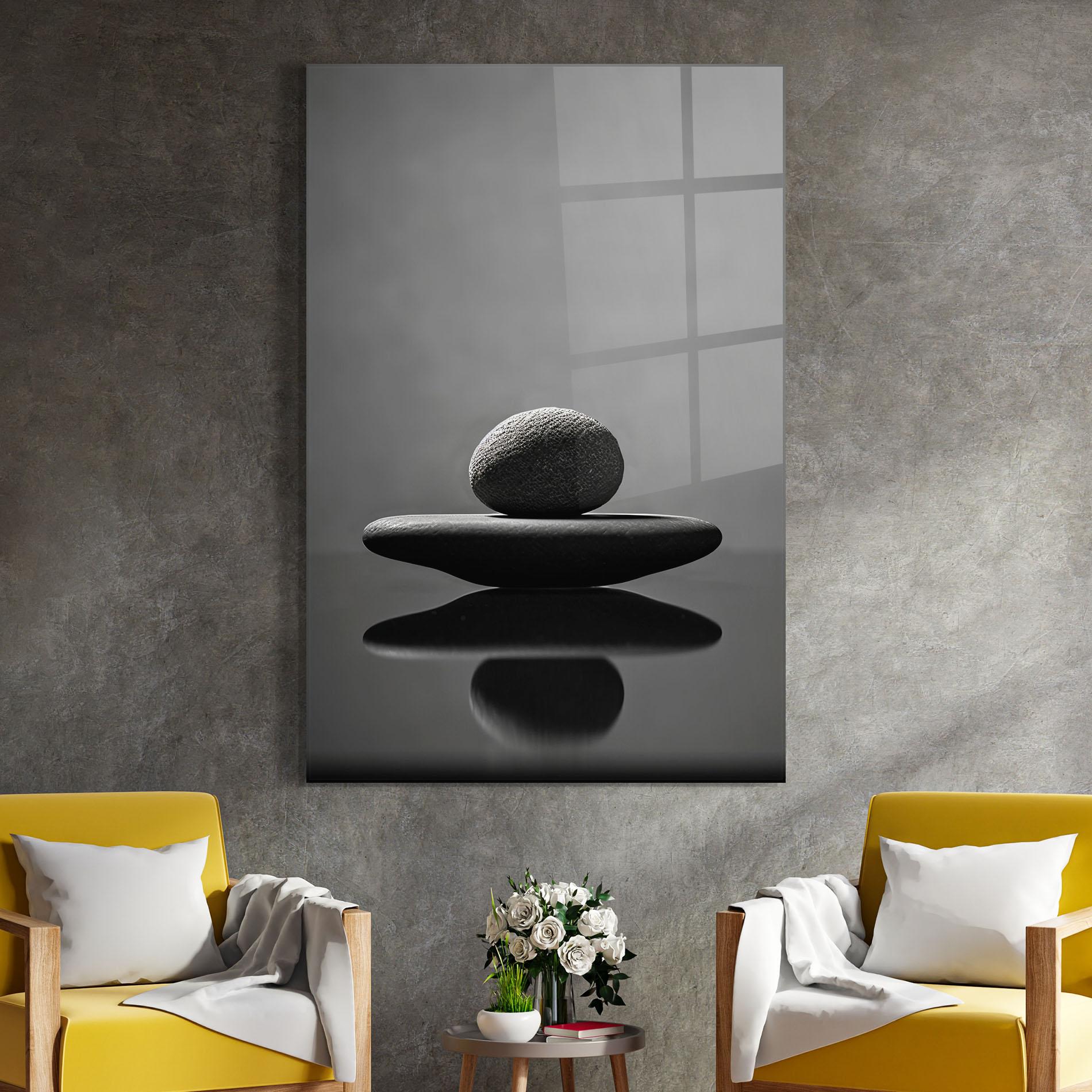 Glasbild Minimalistic Zen Stone mockup 4