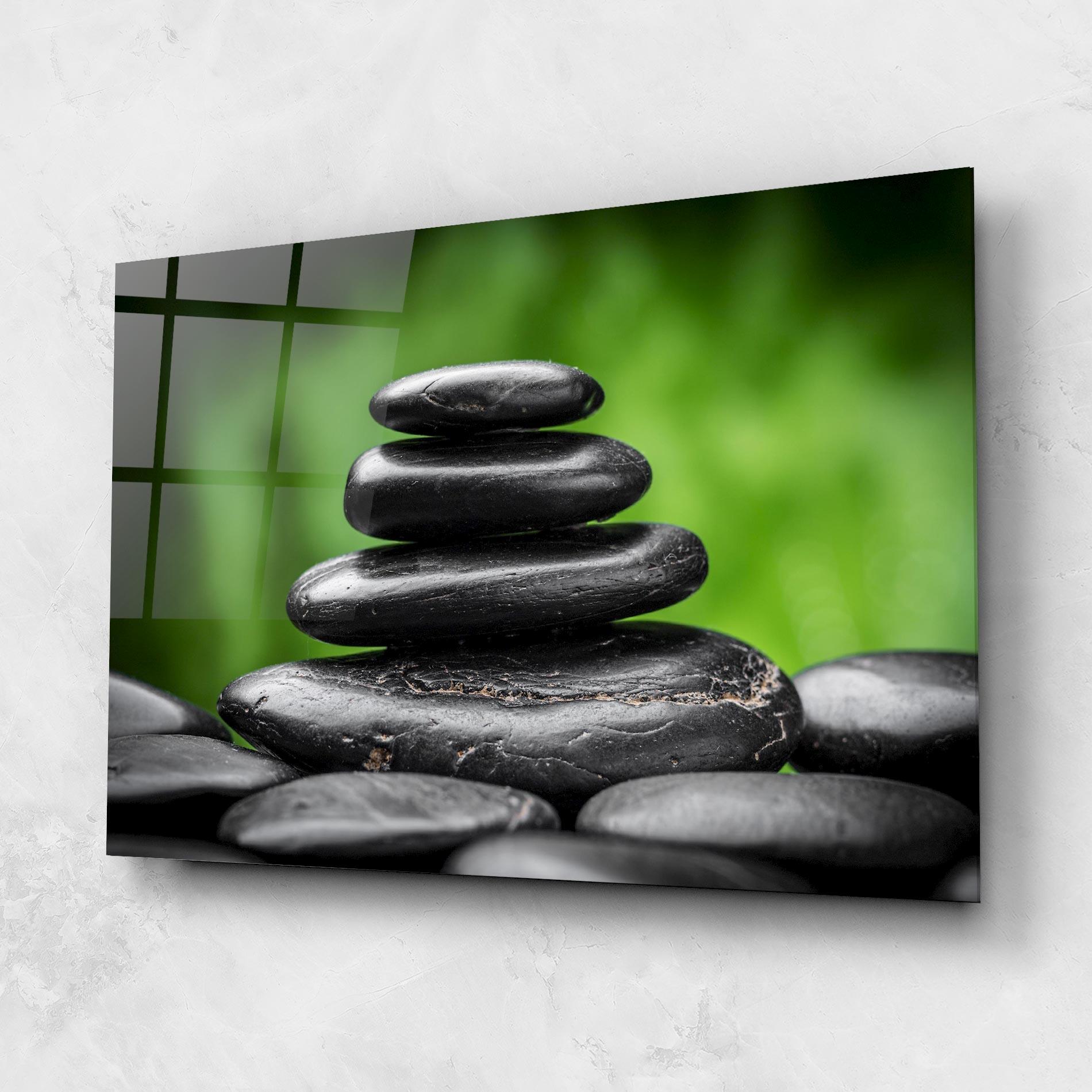 Glasbild Black Stone Meditation mockup 1