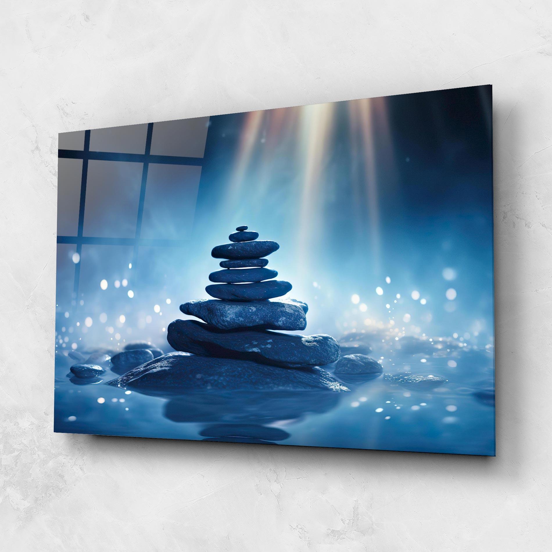 Glasbild Blue Light Stone mockup 1