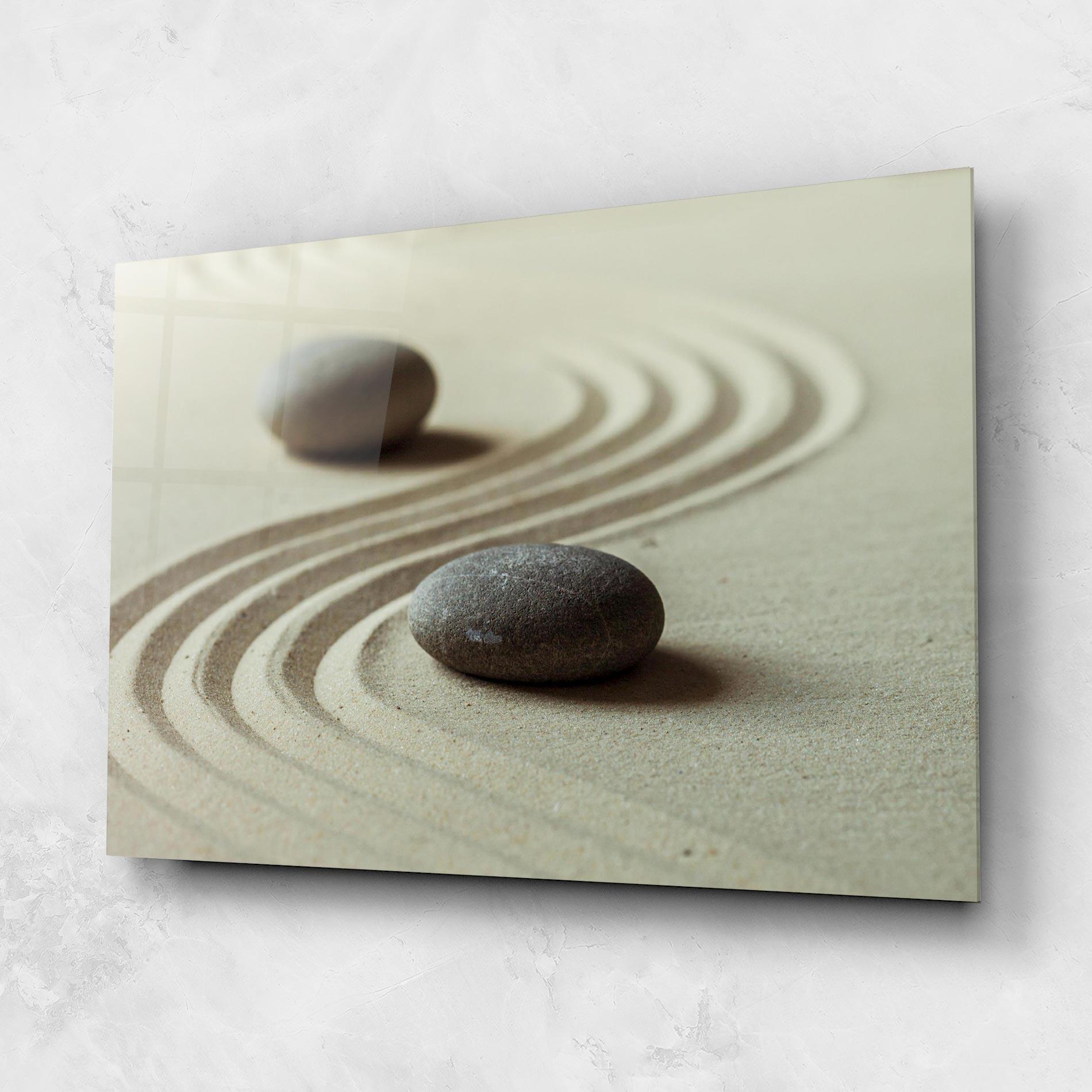 Glasbild Cream Sand Stones mockup 1