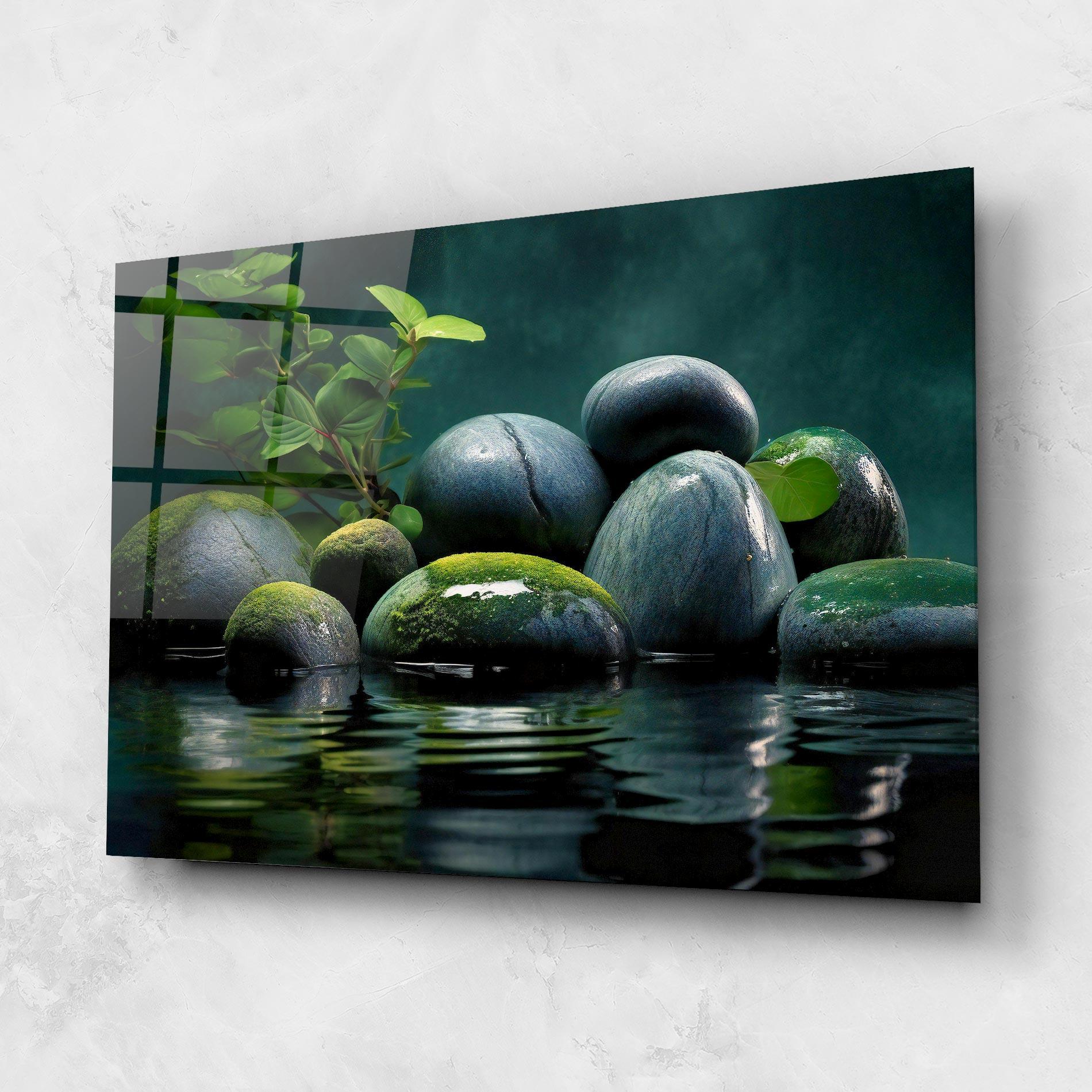 Glasbild Green Stone Nature mockup 1