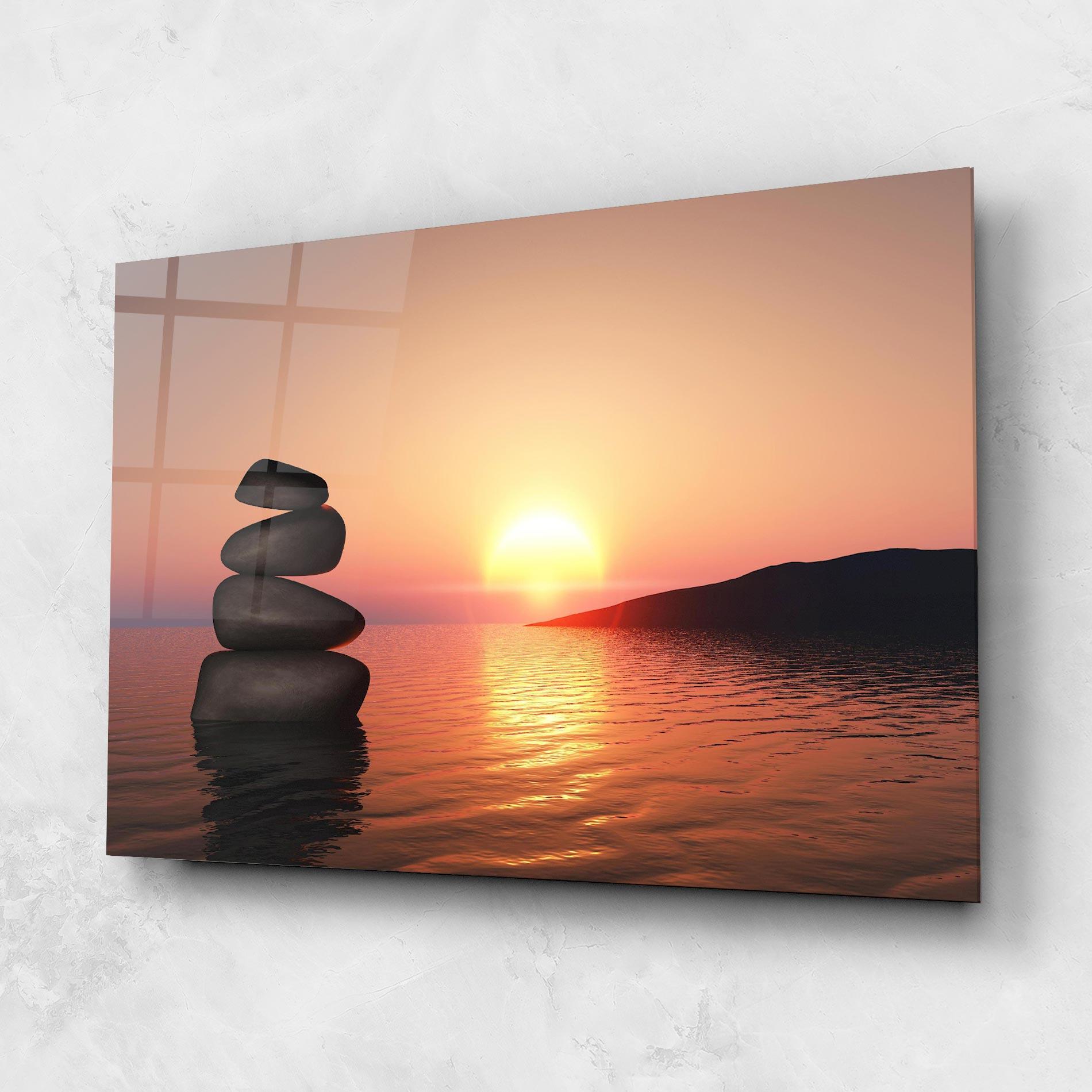 Glasbild Peace And Sunset mockup 1