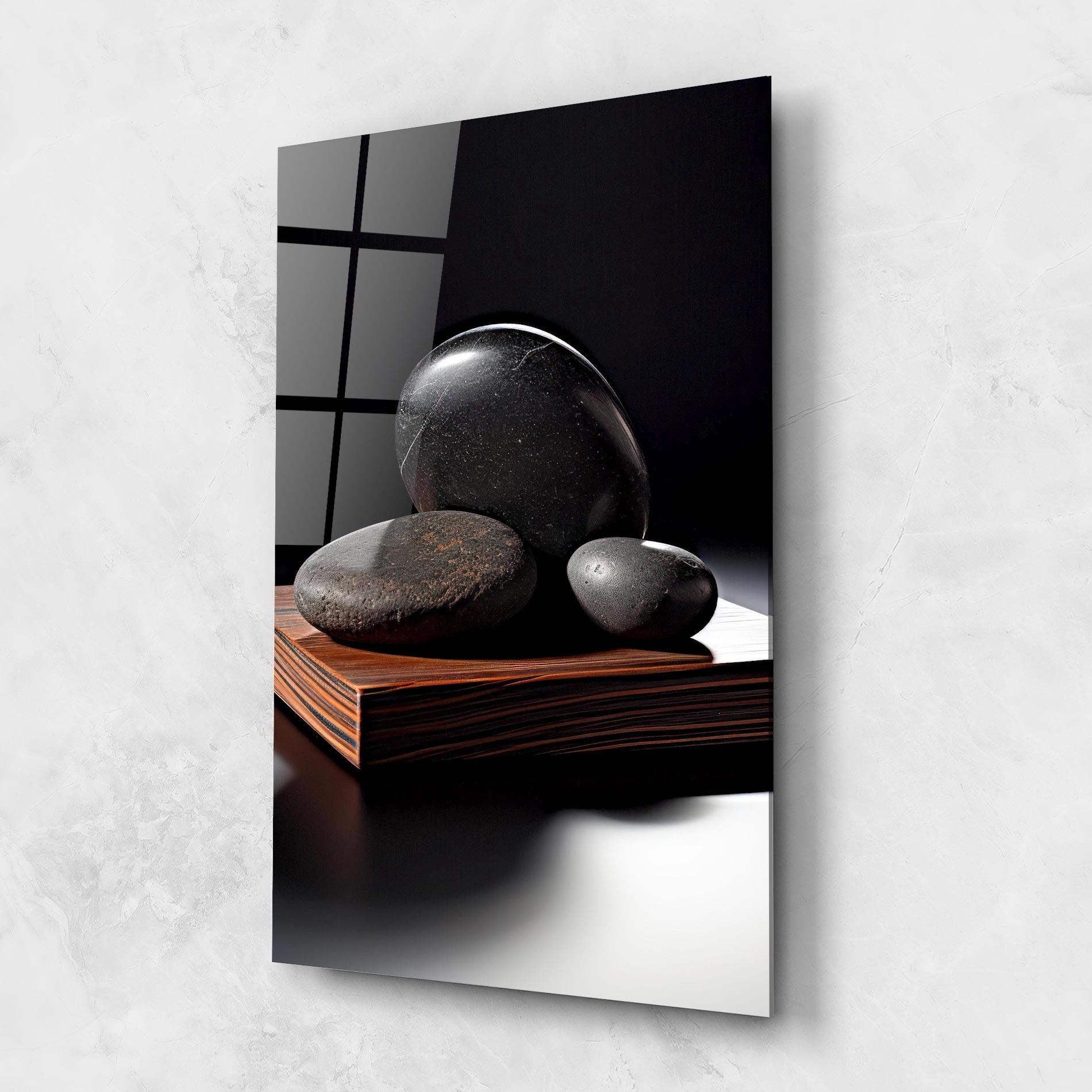 Glasbild Black Zen Stones mockup 1