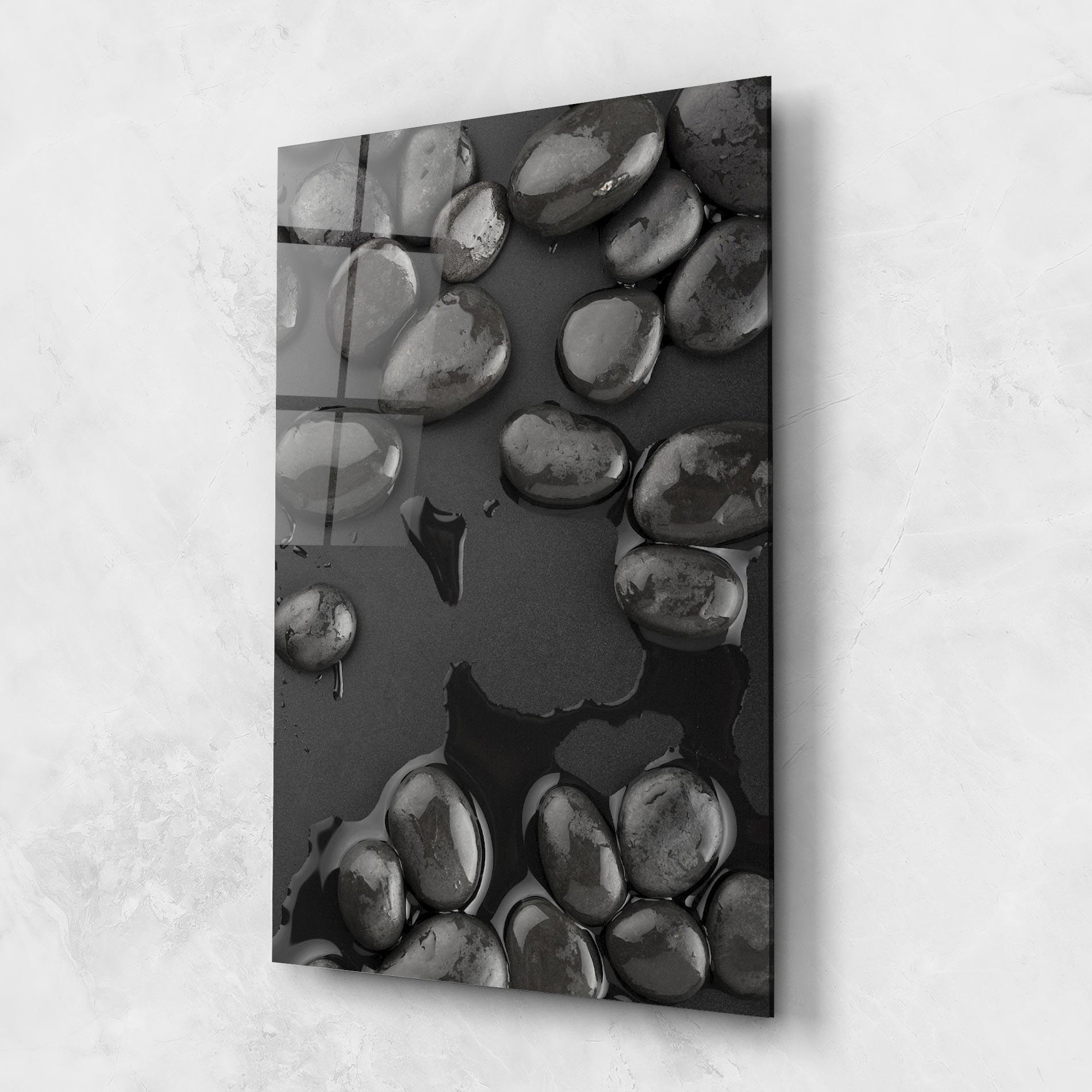 Glasbild Grey Shiny Stones mockup 1