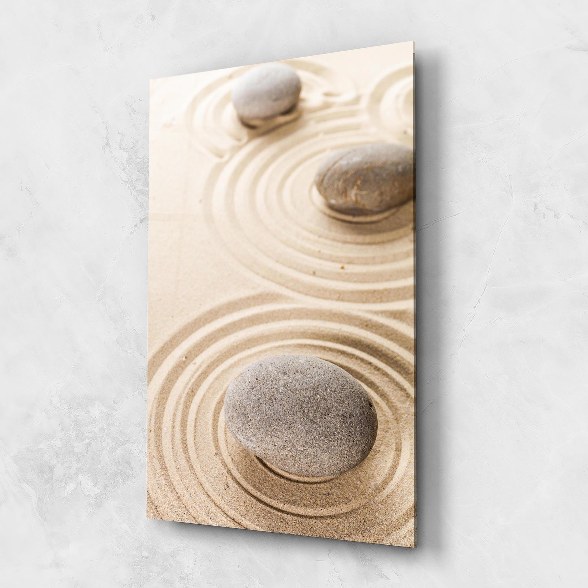 Glasbild Meditation Cream Stone mockup 1