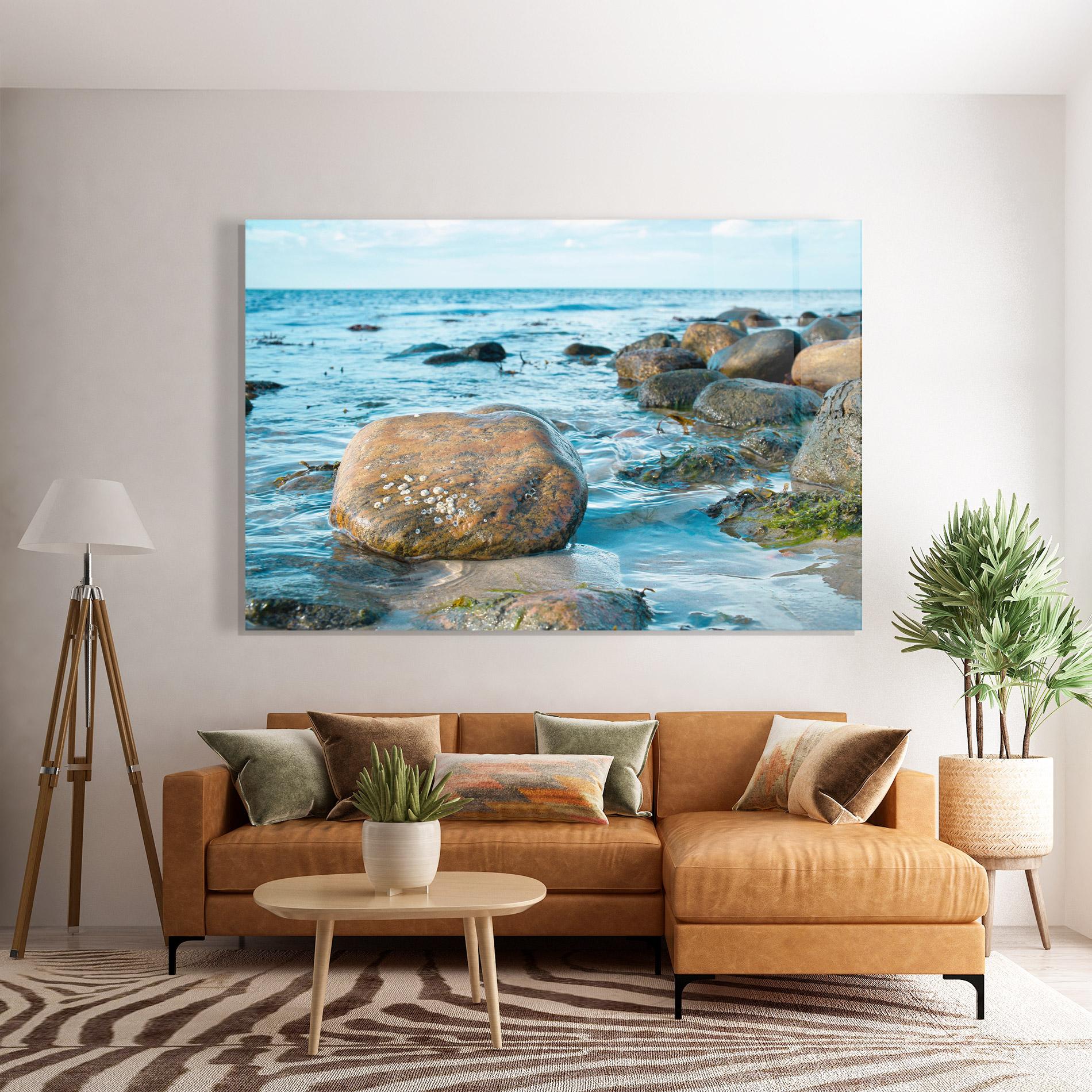 Glasbild Beach Stones mockup 7