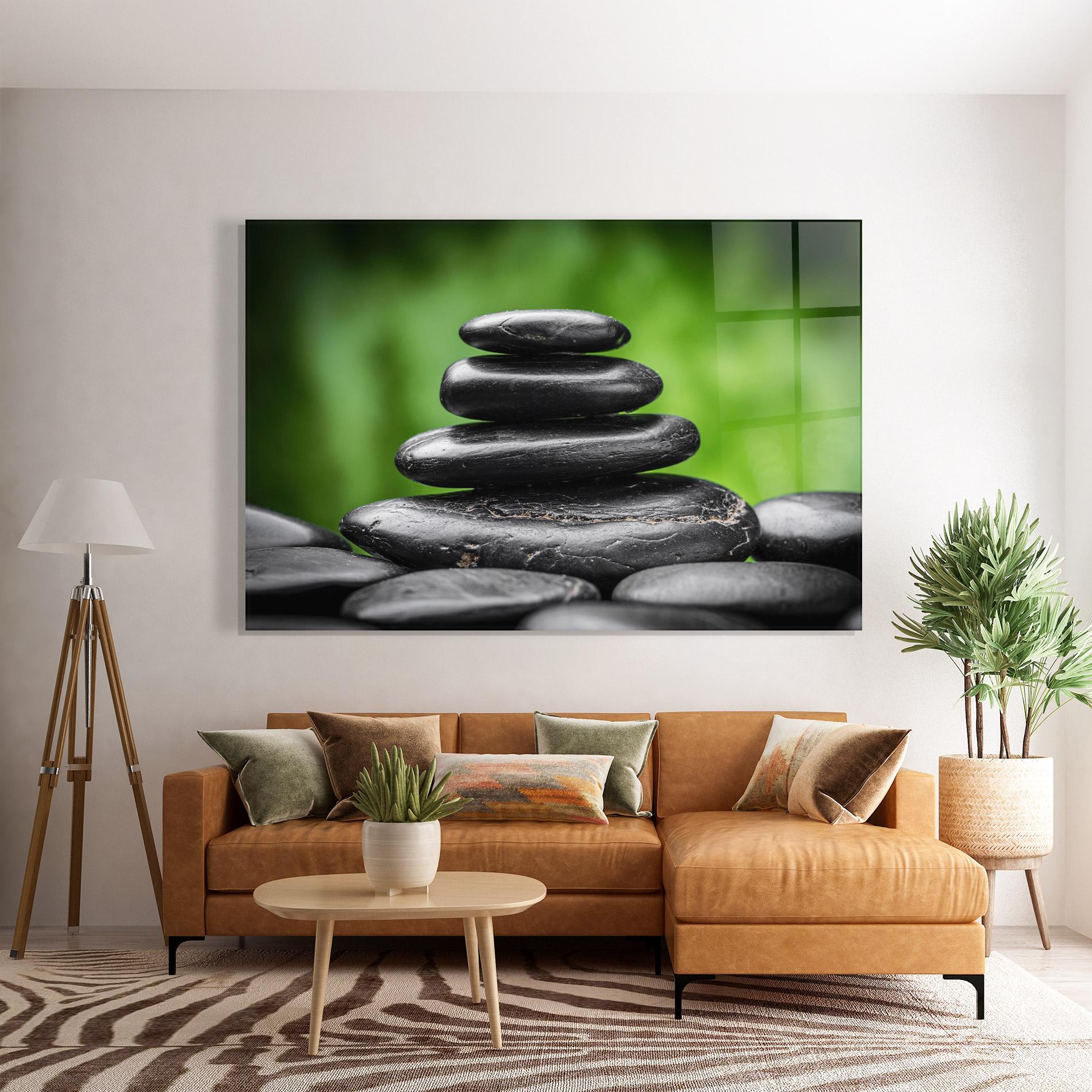 Glasbild Black Stone Meditation mockup 7