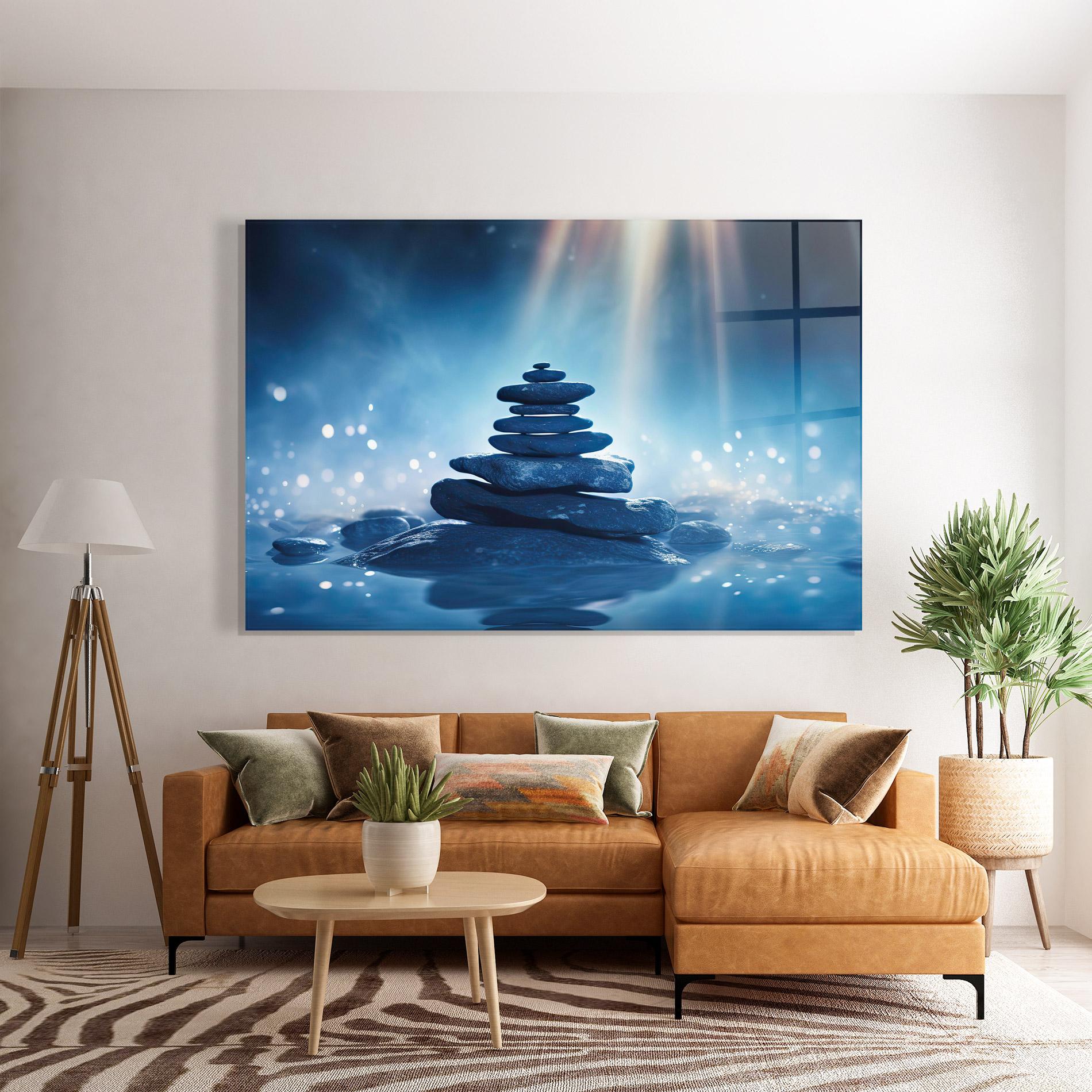 Glasbild Blue Light Stone mockup 7