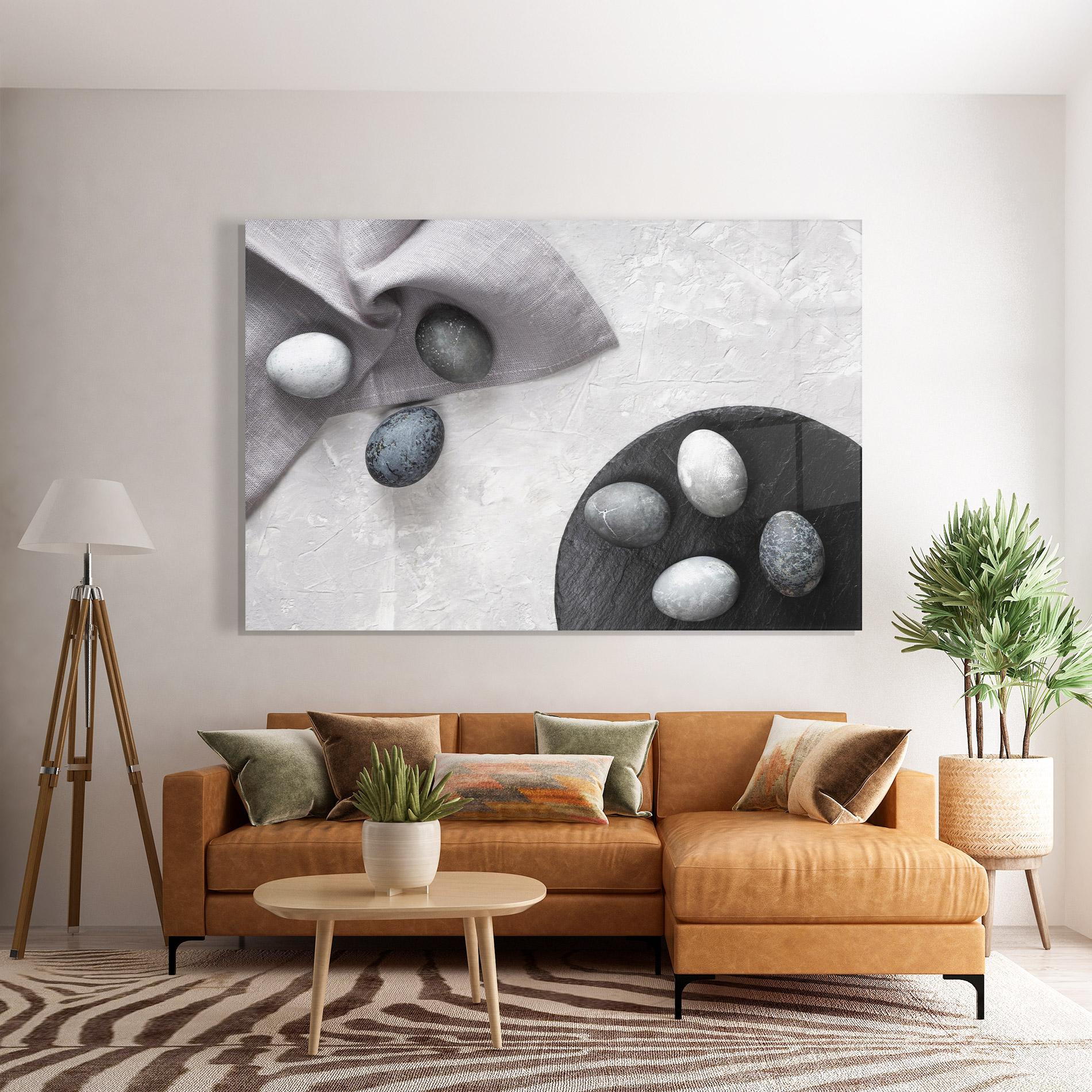Glasbild Eggs Stone mockup 7