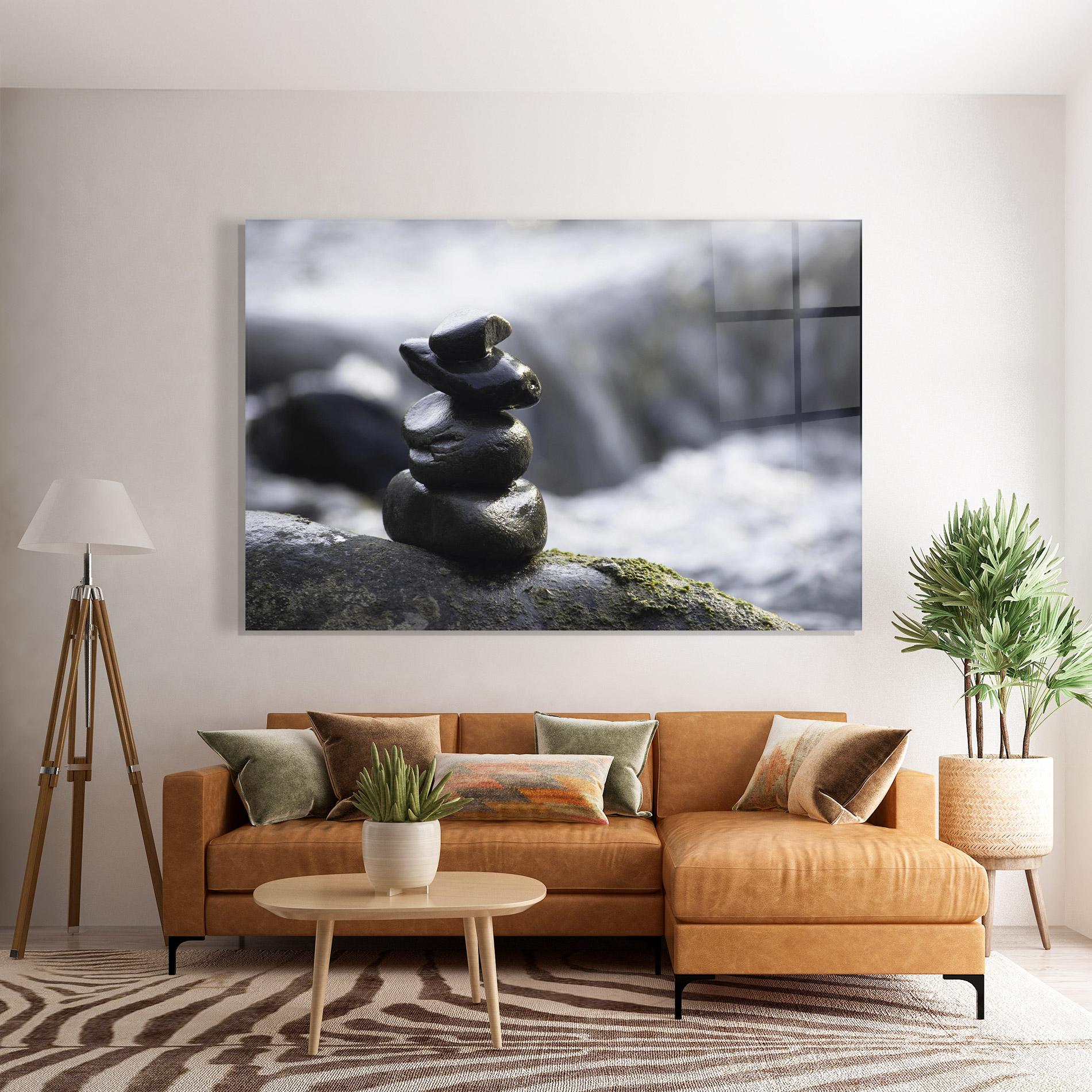 Glasbild Stones Water Flow mockup 7