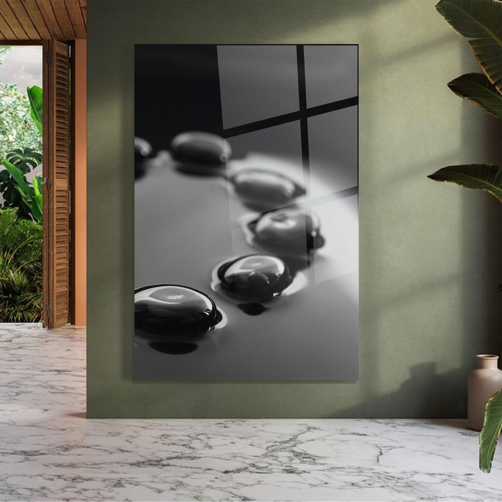 Glasbild Black Small Stones mockup 7
