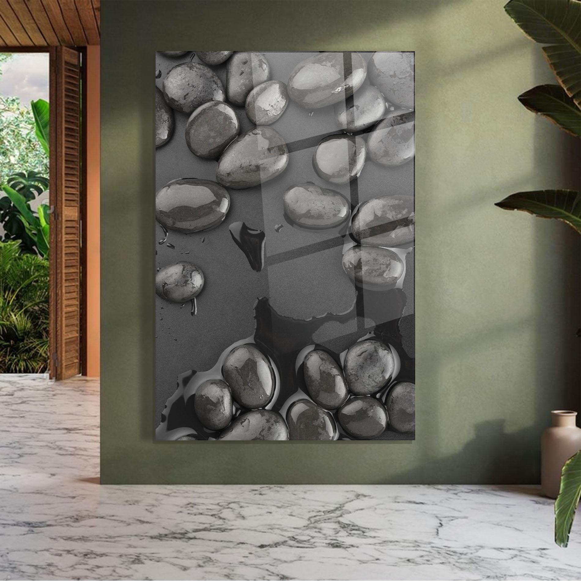 Glasbild Grey Shiny Stones mockup 7