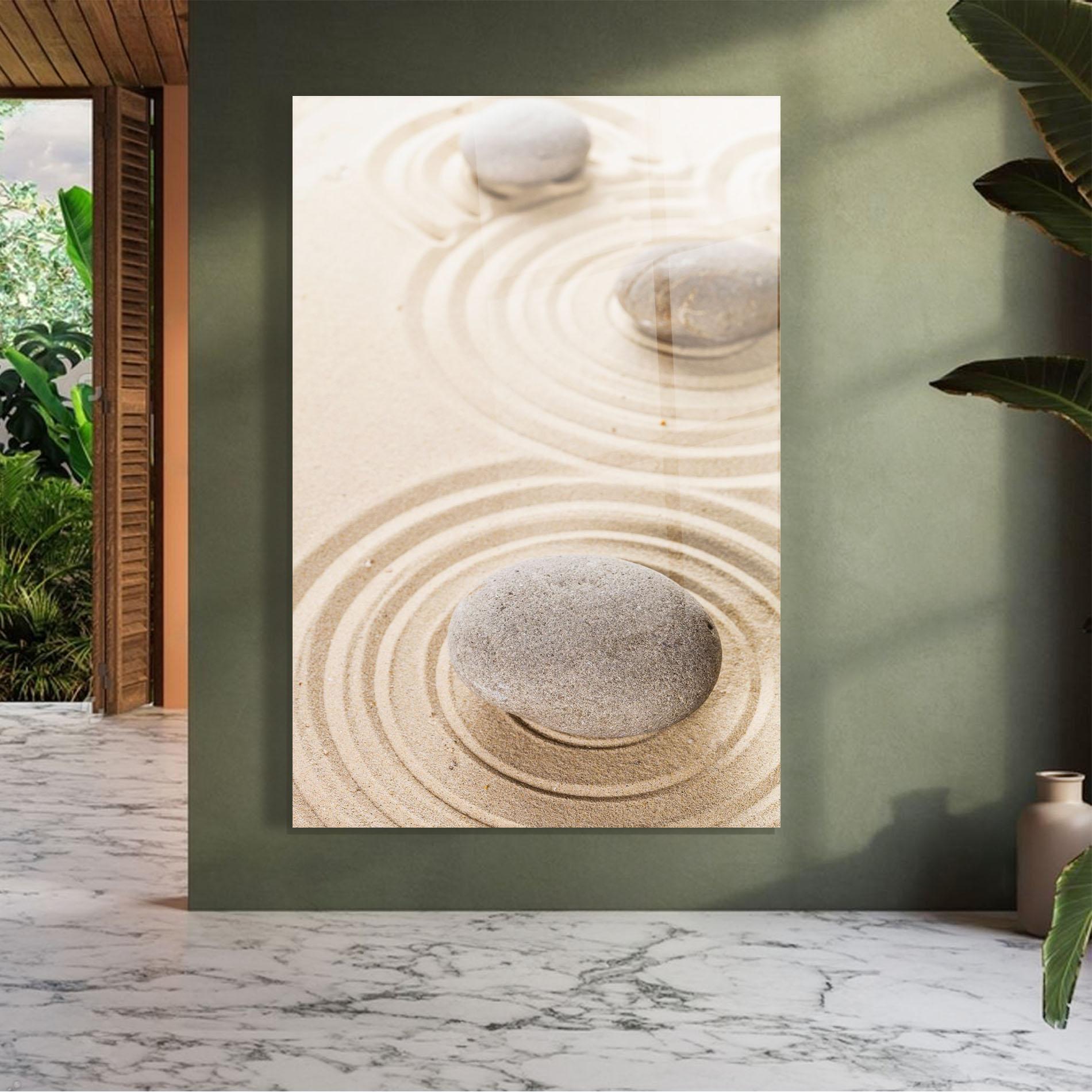 Glasbild Meditation Cream Stone mockup 7