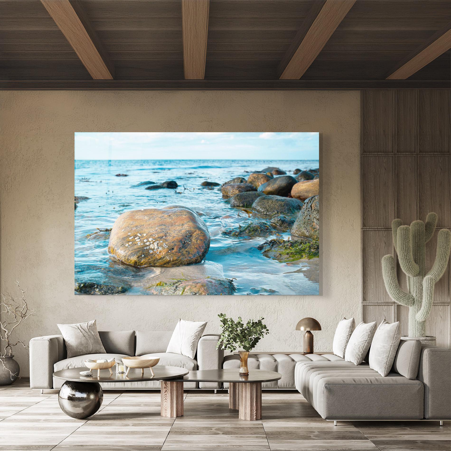 Glasbild Beach Stones mockup 8