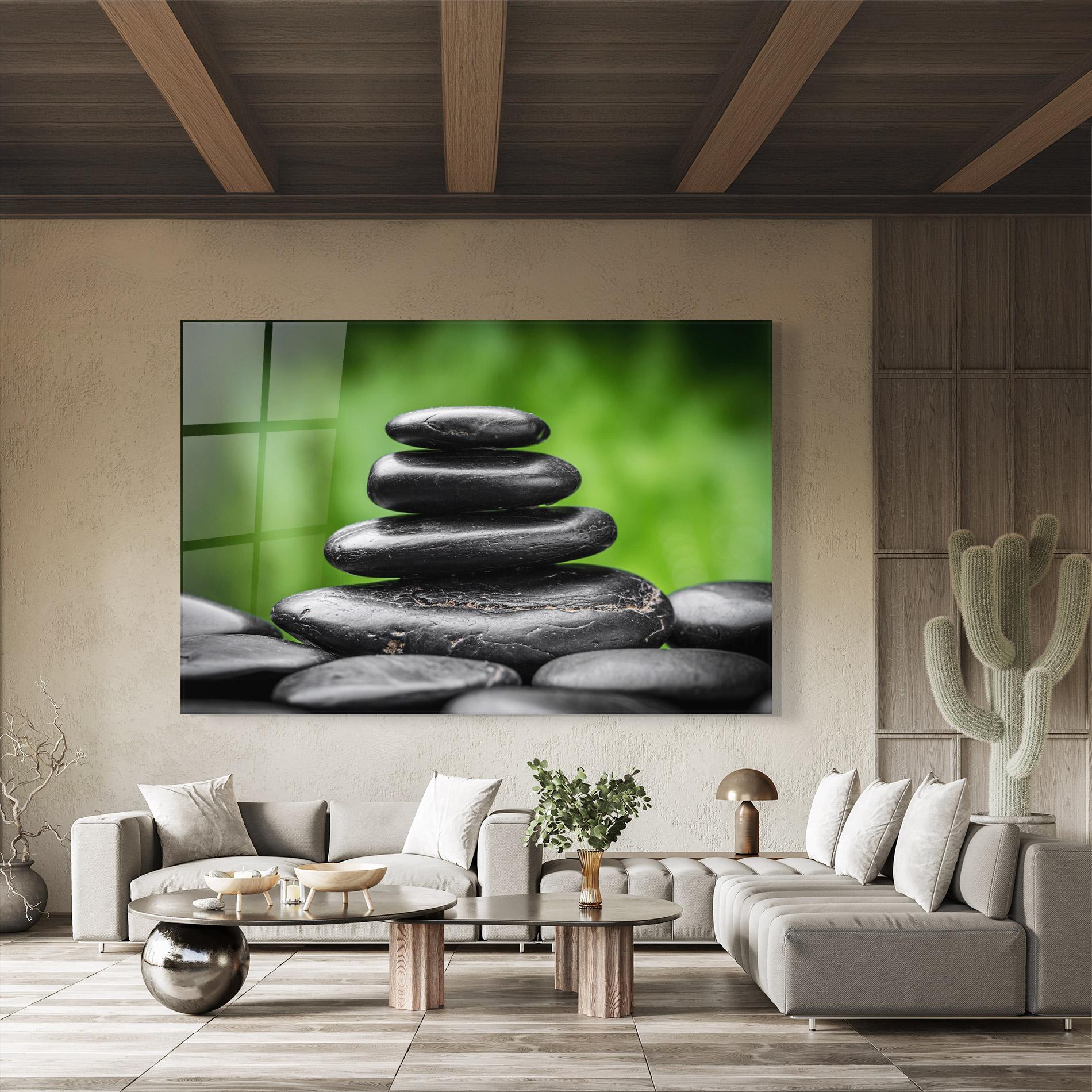 Glasbild Black Stone Meditation mockup 8
