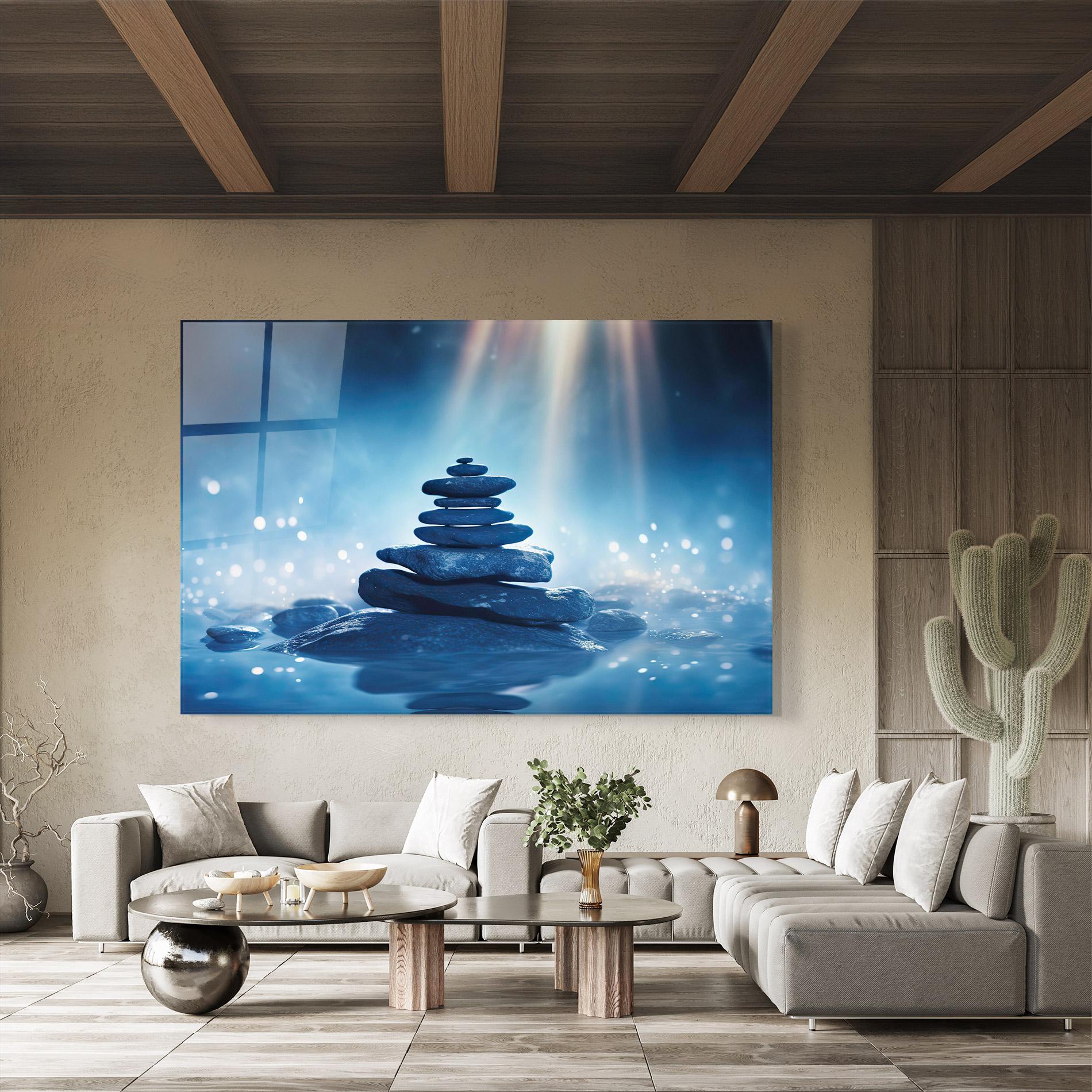 Glasbild Blue Light Stone mockup 8