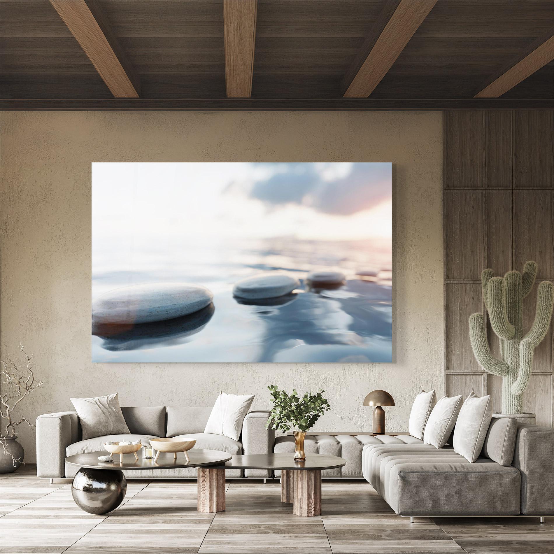 Glasbild Calm Water Stone mockup 8