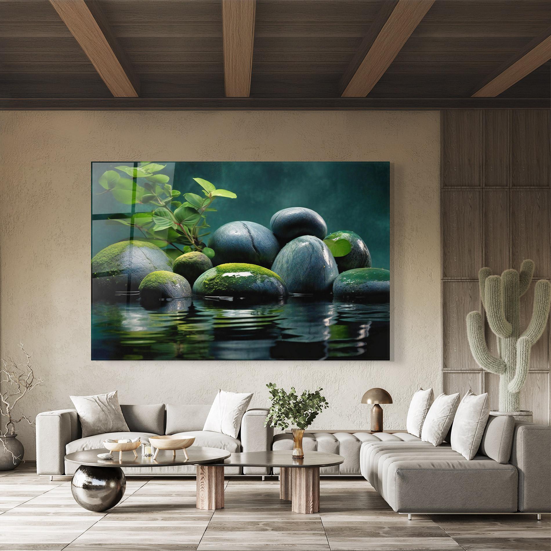 Glasbild Green Stone Nature mockup 8