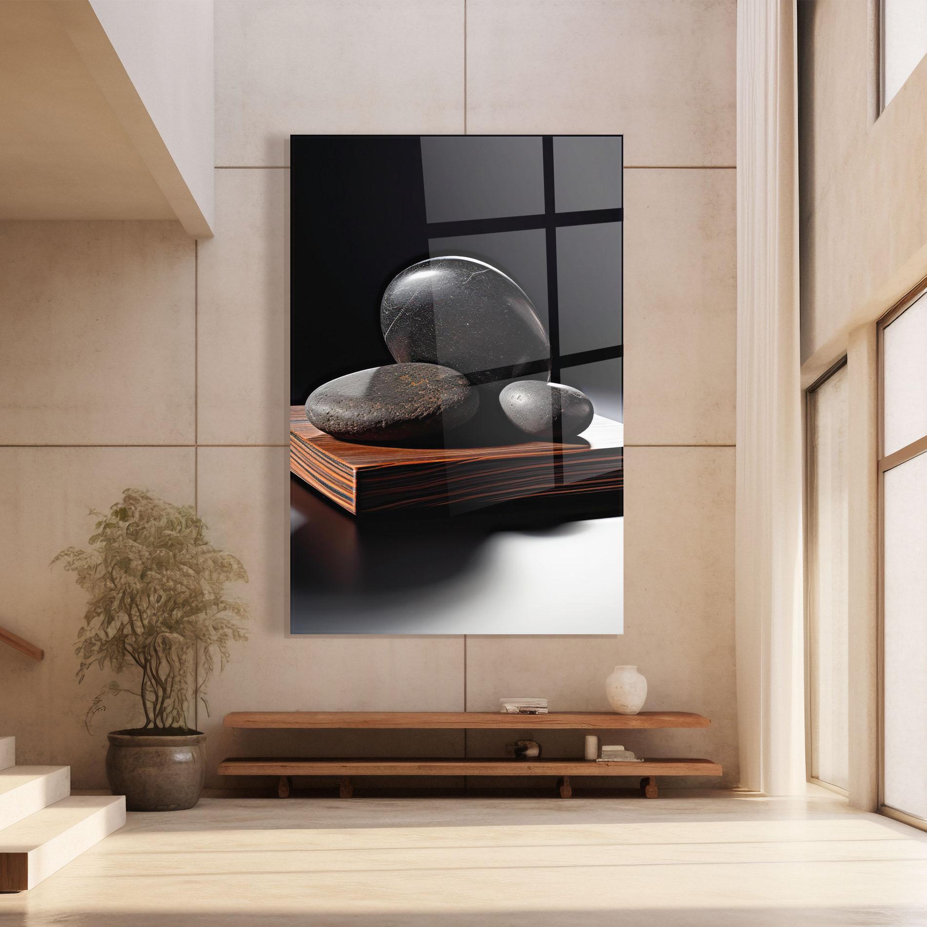 Glasbild Black Zen Stones mockup 8